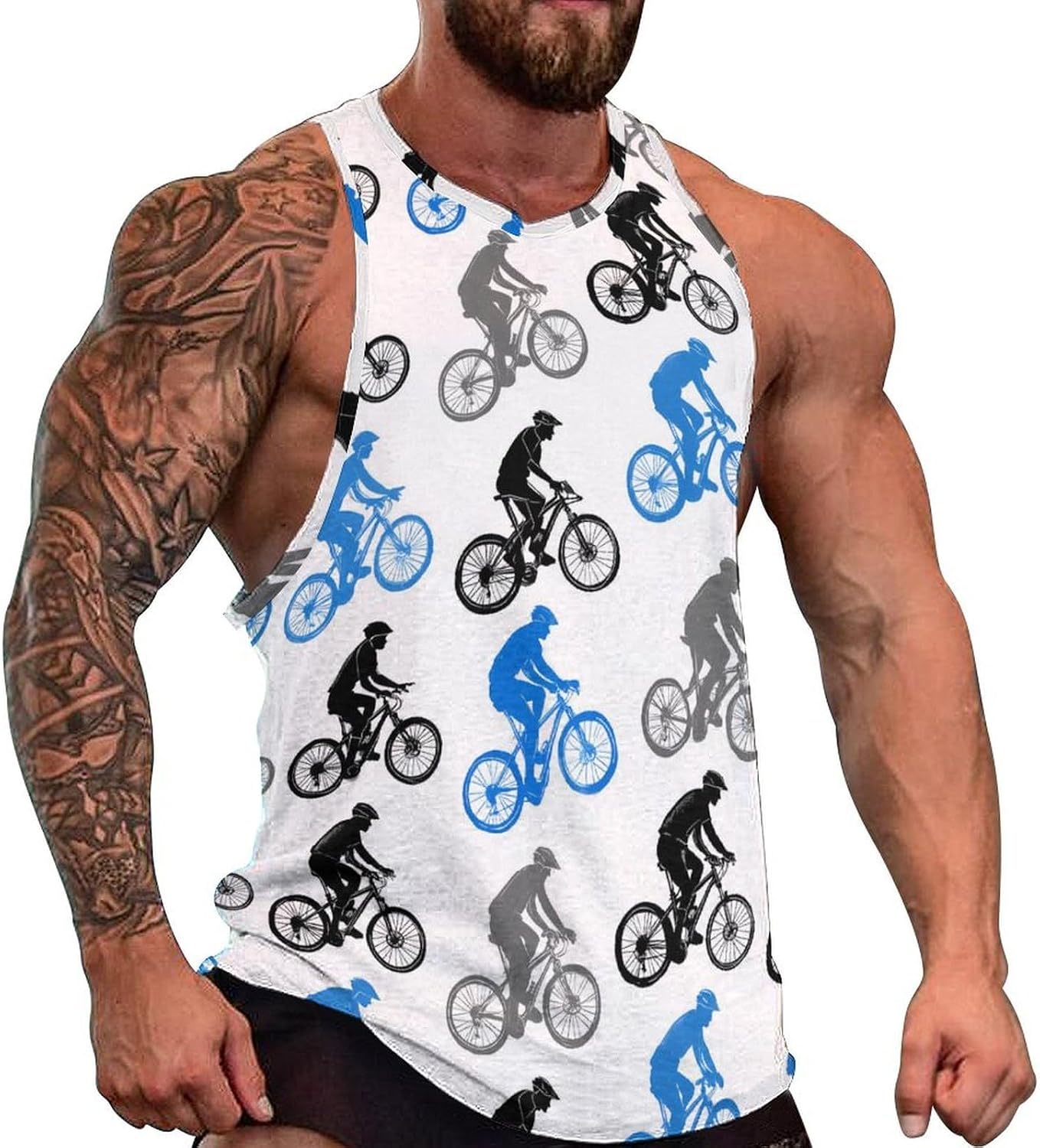 Mountain Bicycle Rider Bike Men Tank Top Workout Shirt Muscle T Shirt 5XL