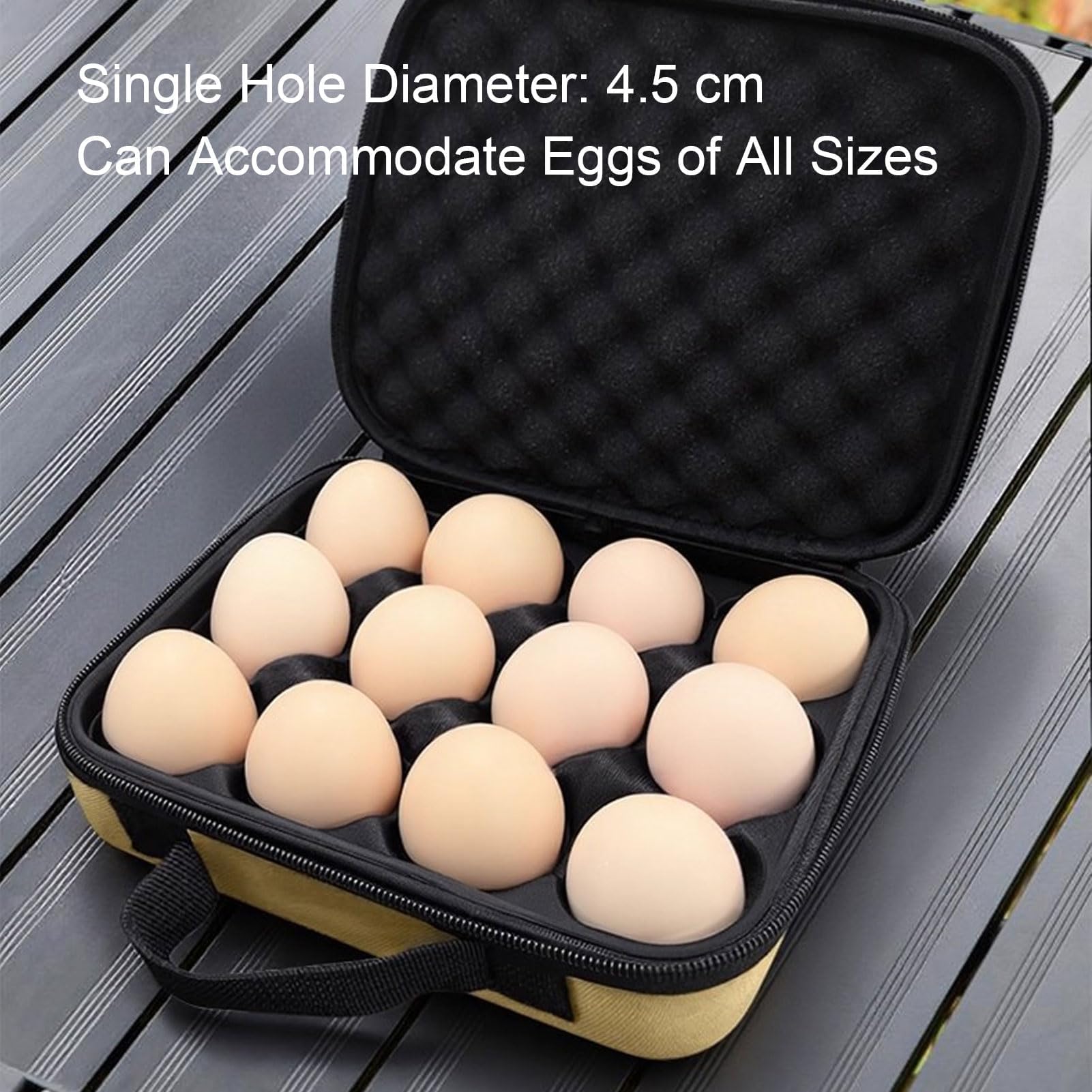 Contenitore per Uova da Esterno con 12 Griglie, Portauova Portatile Antiurto con Borsa con Cerniera e Slot Dedicati, per Campeggio, Picnic, Viaggi, Uso Domestico