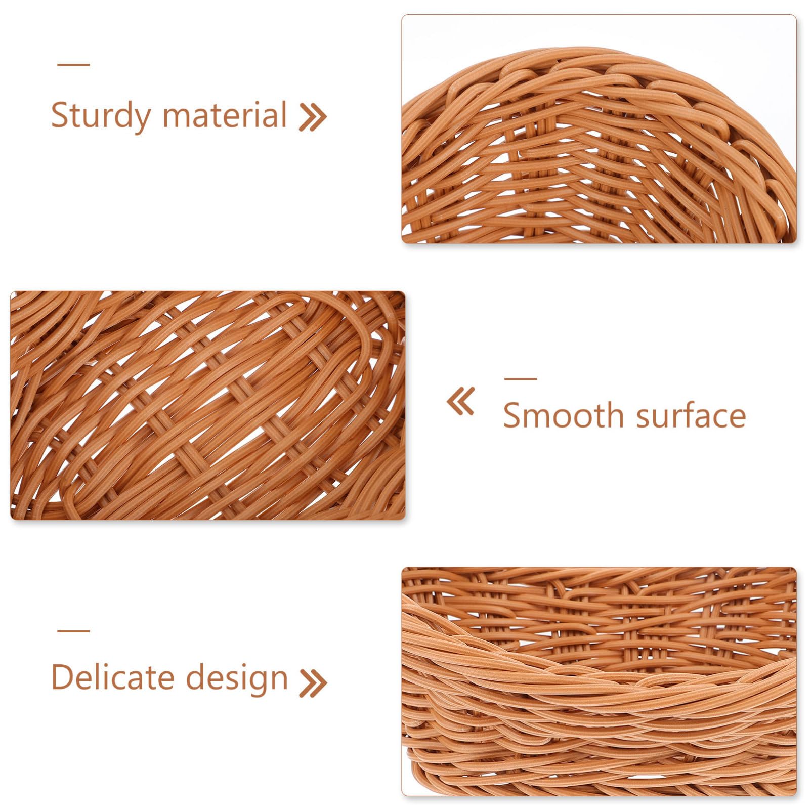 STOBAZA 1pc Ingot Basket Rattan Vegetables Basket Fruit Containers Seagrass Organizer Wicker Fruit Baskets Decorative Serving Baskets Bread Serving Basket Woven Seagrass Bin Brown Pp