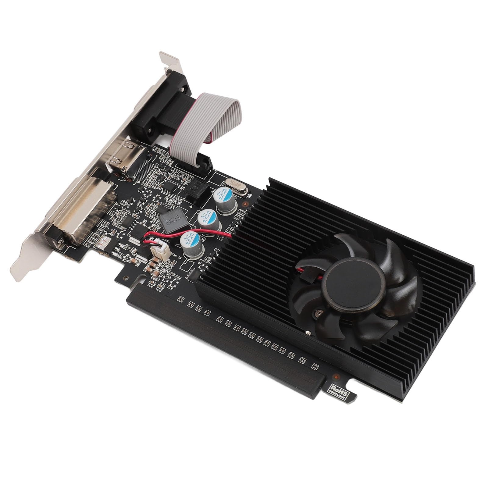 GT705 1 GB Karta Graficzna, DDR3 64 -bitowy GPU, PCIE 2.0 16X Gaming Card Support DirectX 12, Karta Grafika Komputerowego Komputerowego z Wentylatorem Chłodzącym