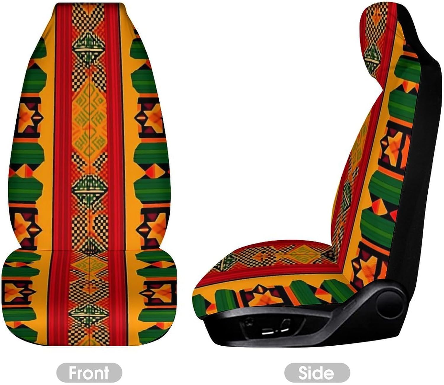 African Print Traditional Tribal Car Seat Covers Universal Car Front Seats Protector Auto Interior Accessories 1PCS
