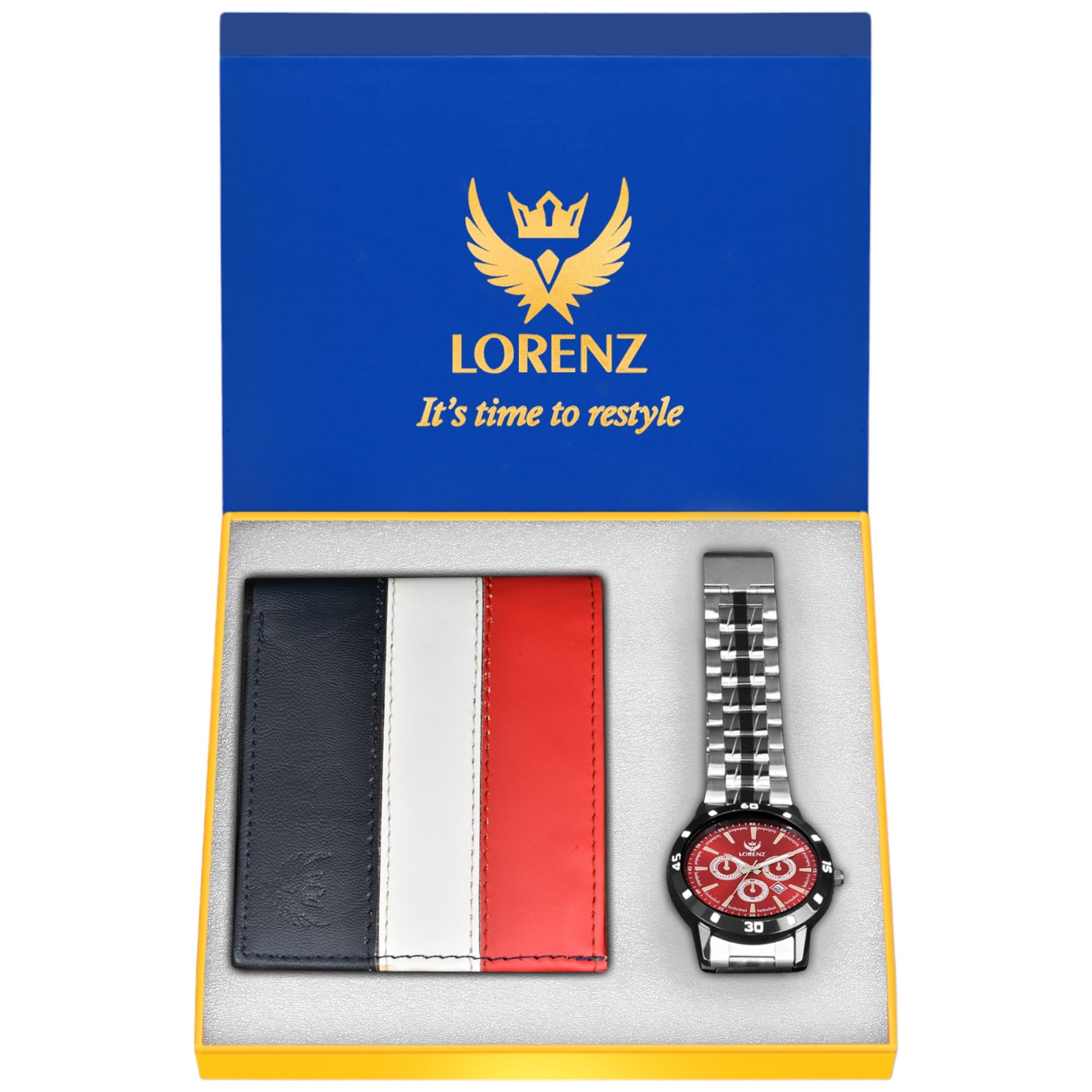 LORENZ Maroon Dial Watch & Multi Color Wallet Gift Combo Box for Men and Boys | CM-3068WL-24 (B097BXL6BJ) Amazon Price History, Amazon Price Tracker