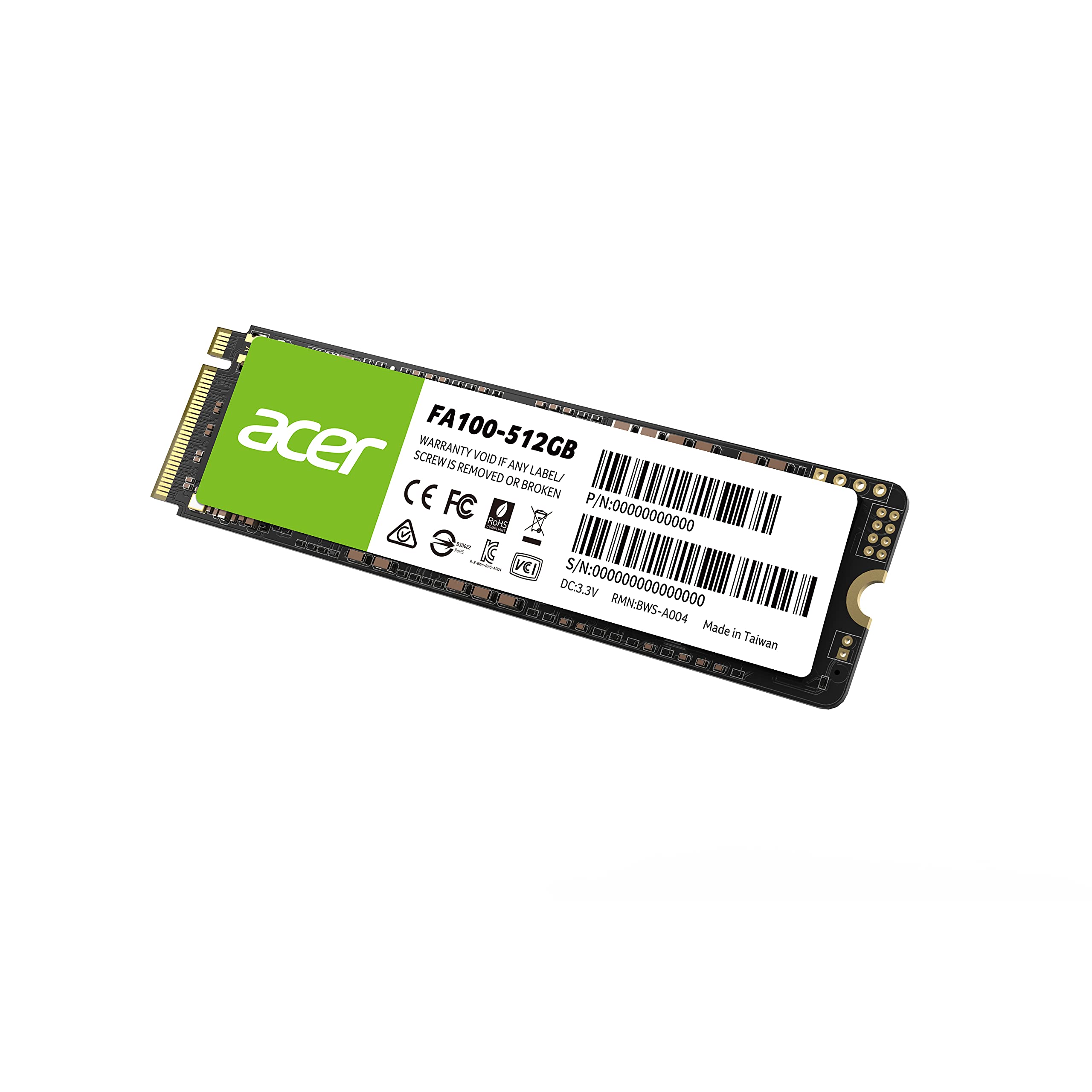 Acer FA100 512GB PCIe Gen3 x4 NVMe M.2 Internal SSD