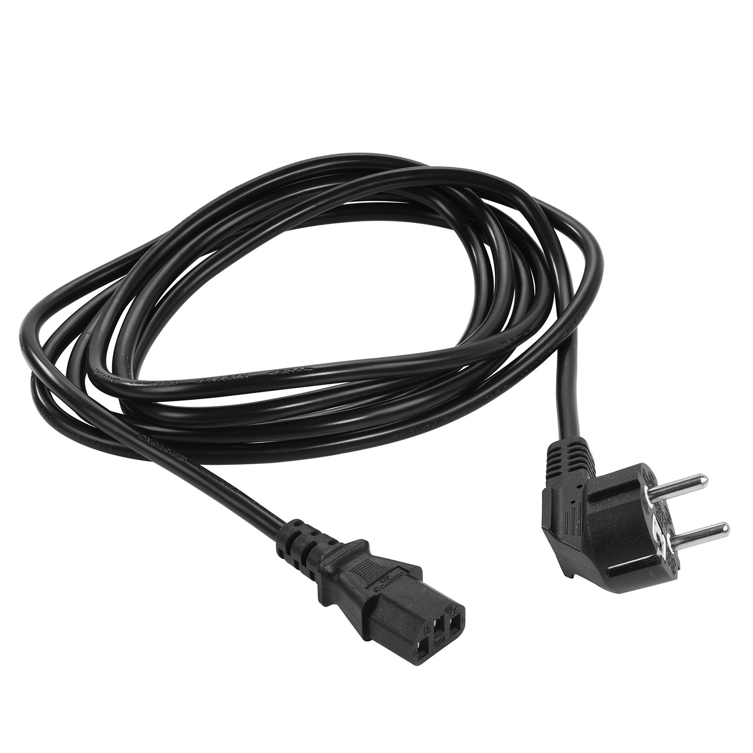 5er Pack Netzkabel Kaltgerätekabel Abgewinkelt Stromkabel mit Schutzkontakt - 5m, Schwarz