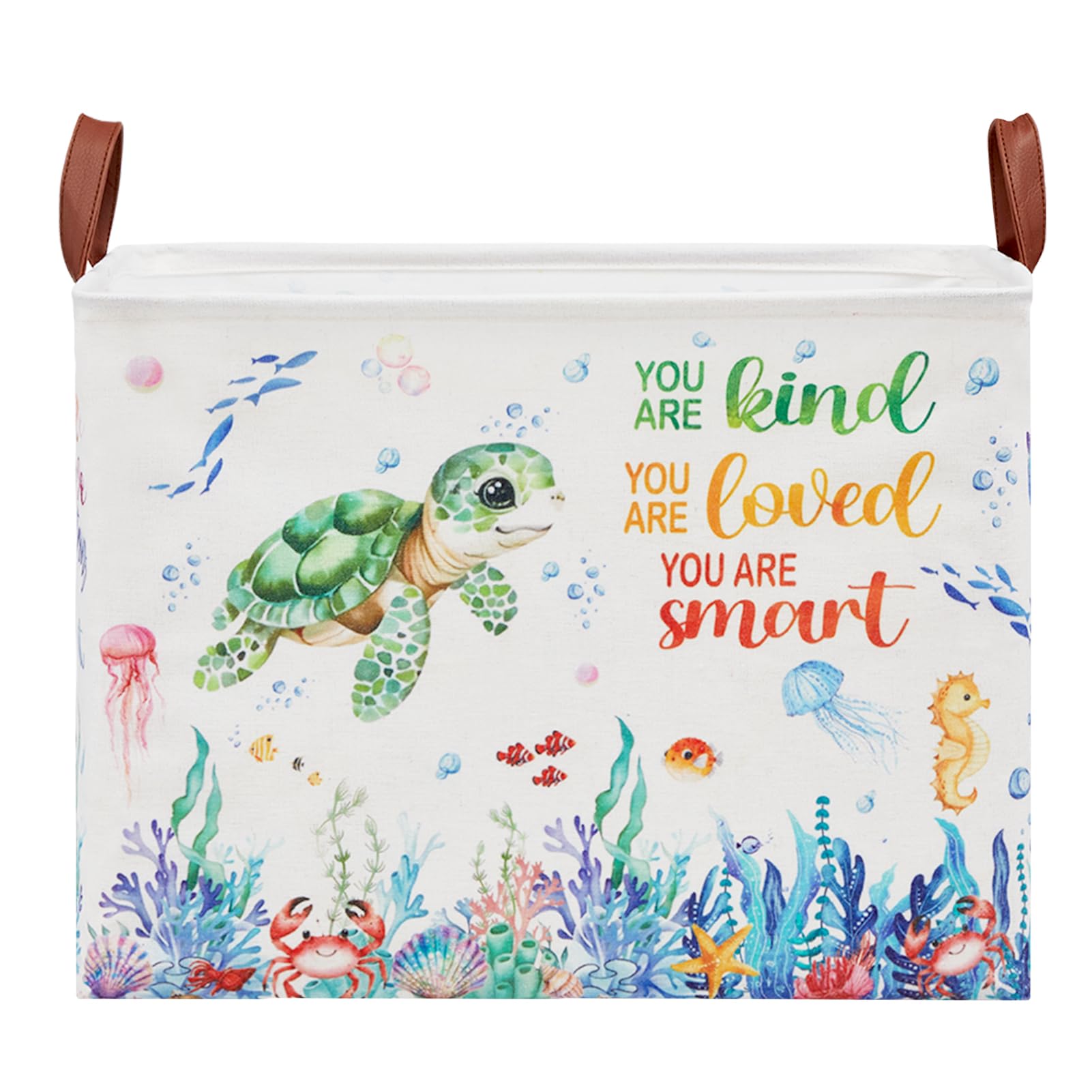 XHWZOF Sea Turtle Storage Hamper Coastal Ocean Animal Fish Baby Gift Basket Under The Sea Nursery Decor Laundry Hamper Kids Beach Pool Towel Storage Bin Pool Toy Box Bin