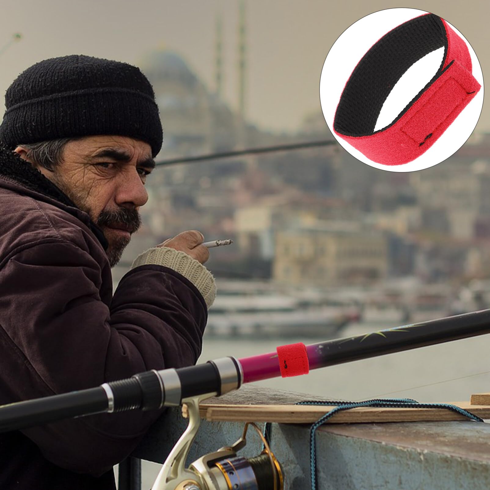 HANABASS Fishing Rod Strap Magically Secure Fishing Pole Rod Cover Elastic Band Boat Pole Straps