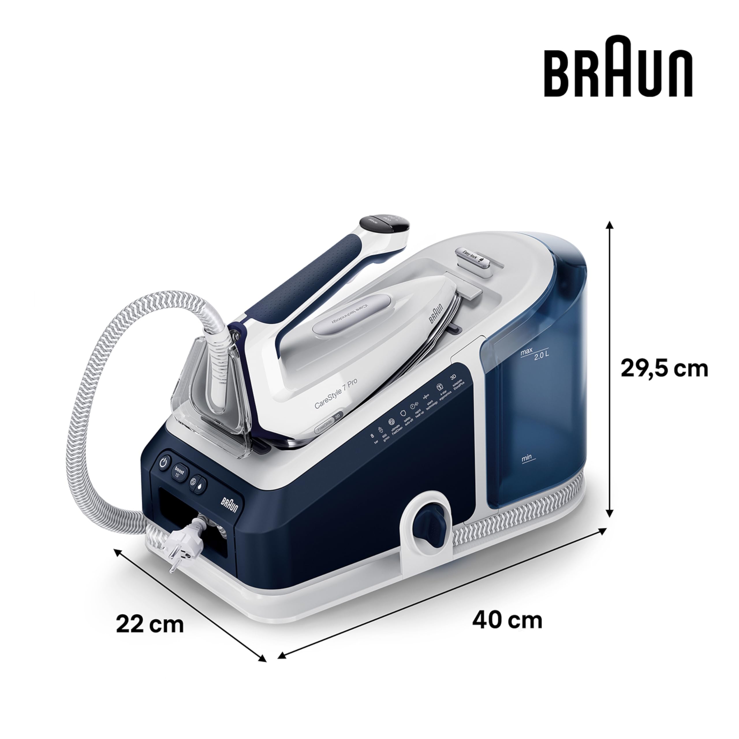 Braun CareStyle 7 Pro Dampfbügelstation IS 7282 BL – Dampfbügeleisen mit FreeGlide 3D Bügelsohle – Bild 4