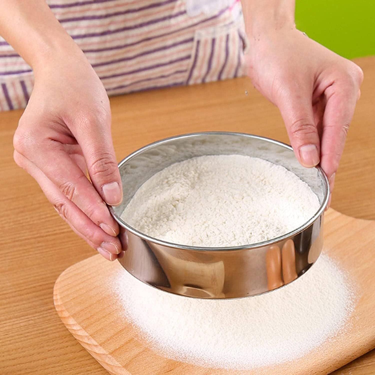 Passoire de Cuisine 1pcs en Acier Inoxydable Tamis-Tamis Outil de pâtisserie Cuisine Rond Farine de Sucre en Poudre à Tamis collander Pâtes(2pc)