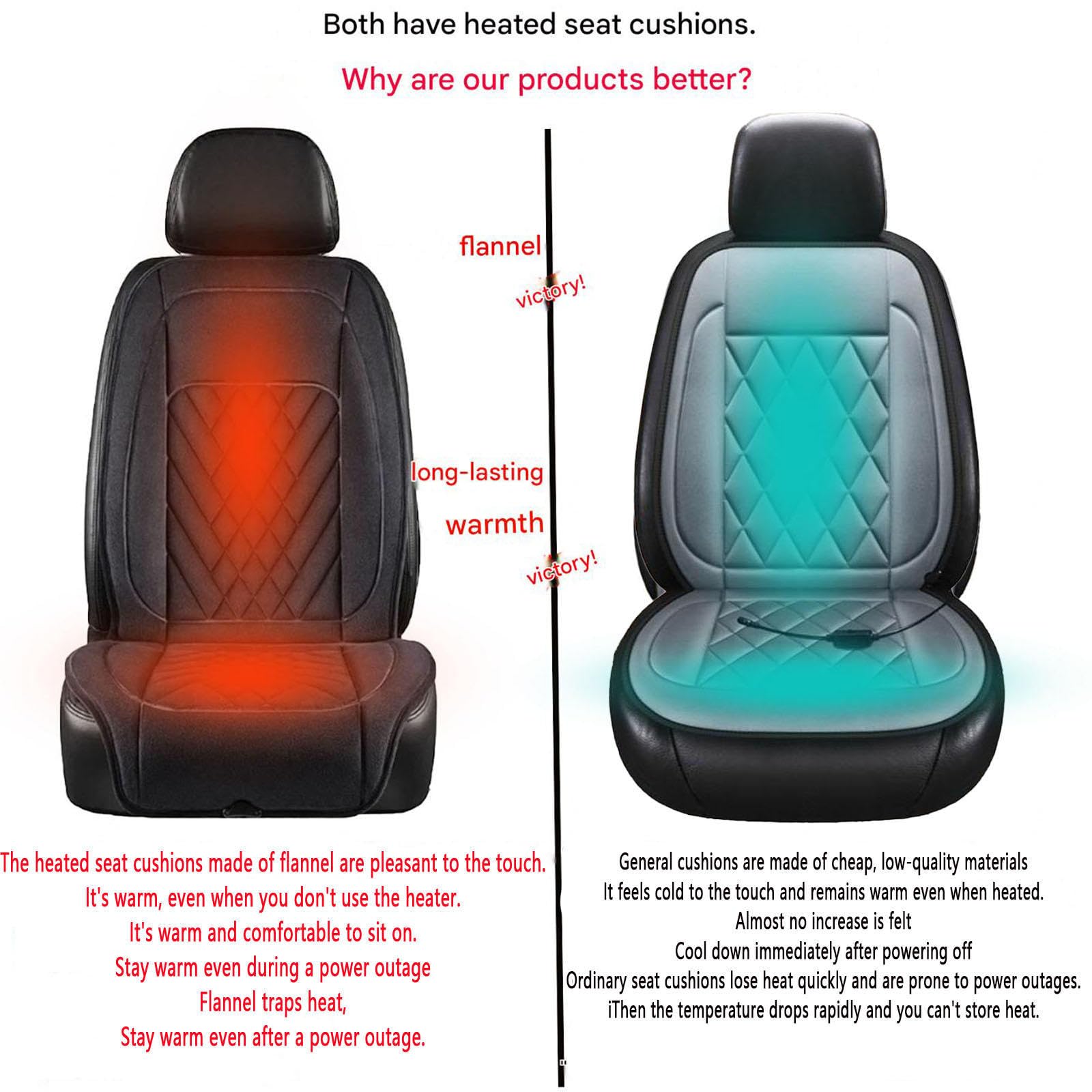 Mantenerse abrigado en Invierno Cojin Ciatica Funda de Asiento de Franela súper cálida,Black-singleseatD