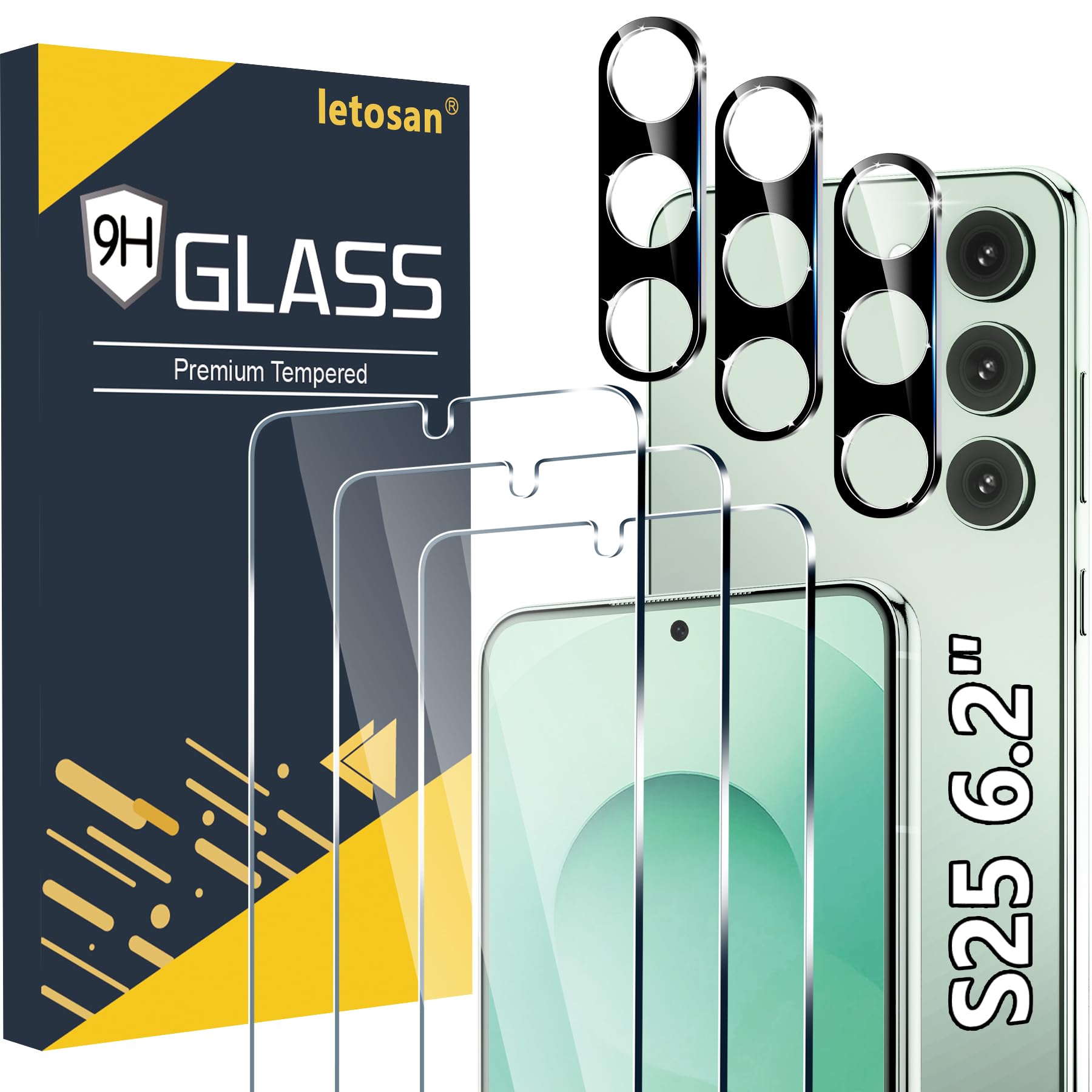 [3+3 Pack] for Samsung Galaxy S25 Screen Protector, 9H Tempered Glass, Ultrasonic Fingerprint Compatible, HD Clear Case Friendly for Samsung S25 Tempered Glass Screen Protector 5G