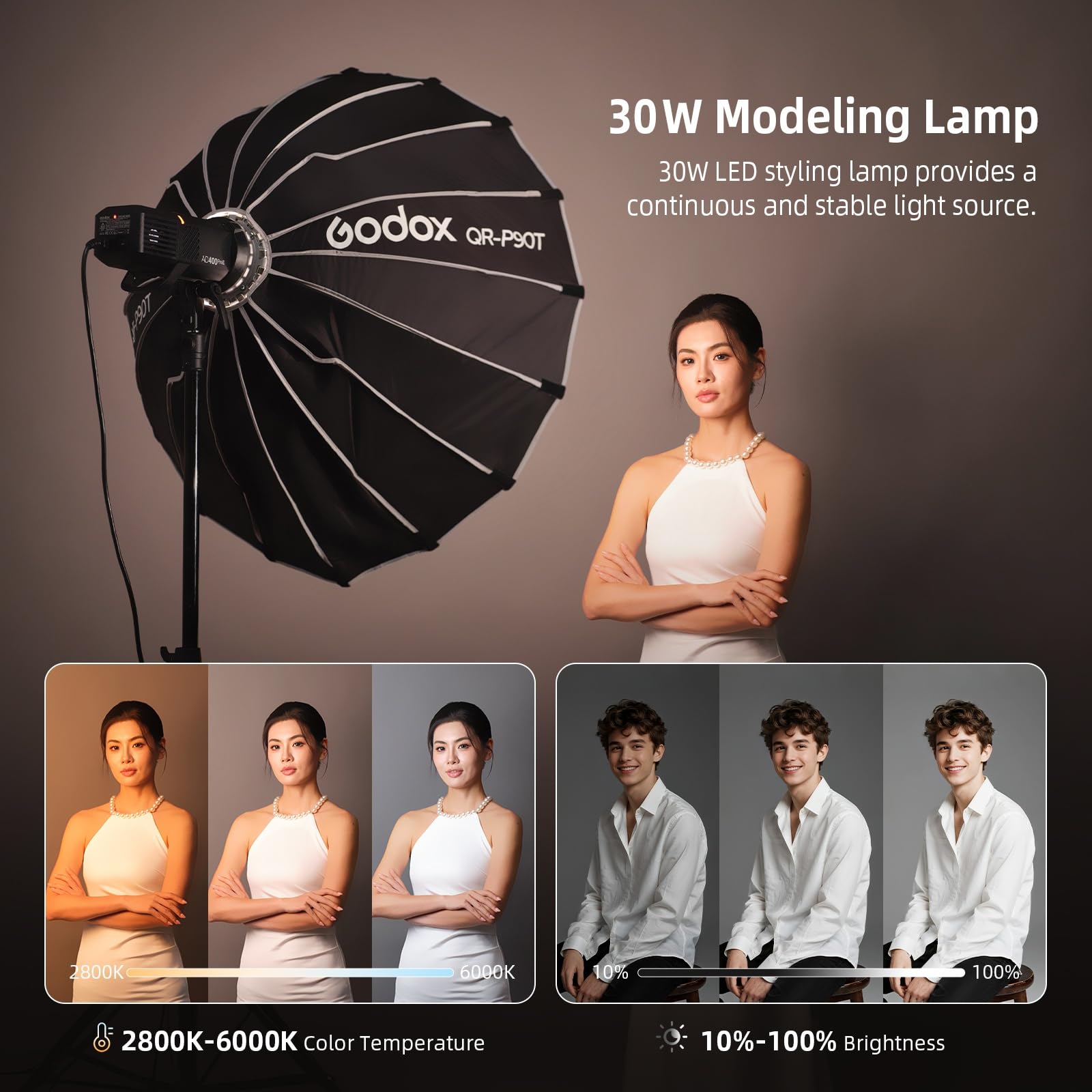 Godox AD400 Pro II AD400ProII Flash 400Ws Extérieur, Strobe Flash avec Système sans Fil 2.4G, Lampe Modeling Bi-Couleur 30W, 0.01~1s Recycle,460 Fois Flashes