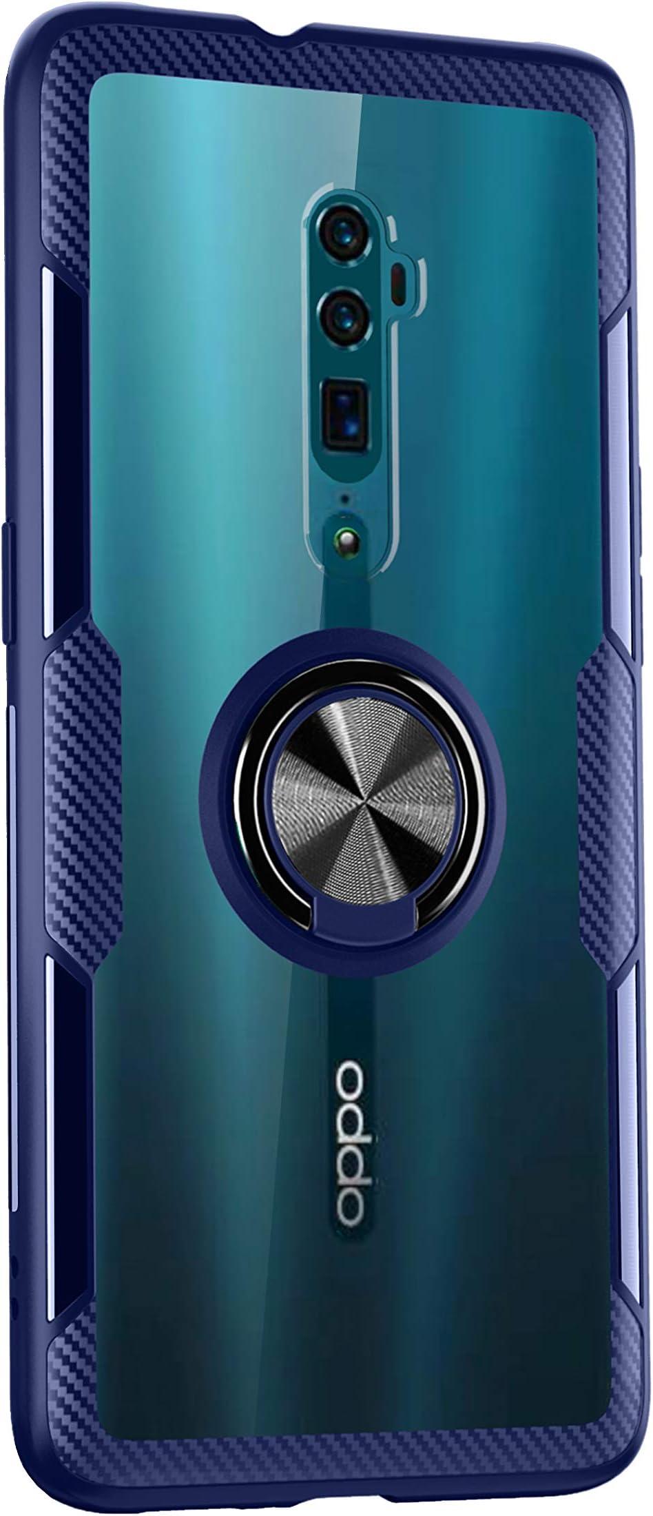 SORAKA Clear Case for OPPO Reno 10X Zoom/OPPO Reno 5G with 360 degree rotation Ring Holder Slim Fit Case Transparent acrylic Cover Silicone Bumper,with Metal Plate for Magnetic Car Phone Holder