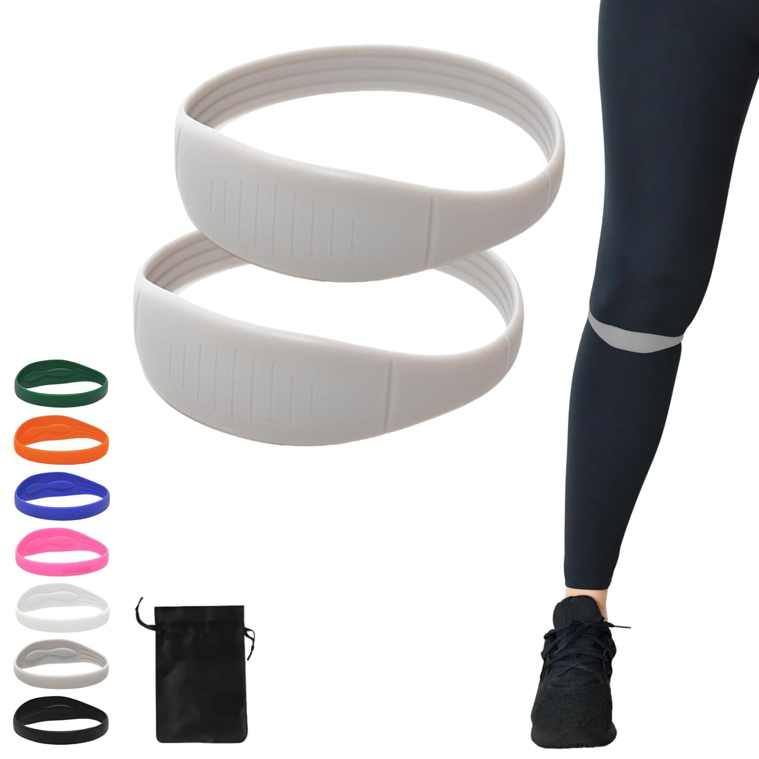 Patella Band Knee Strap – 2 Pack Patellar Tendon Support Strap for Sports & Workouts – Non-Slip Silicone Knee Band for Running, Basketball, Jumper’s Knee, Tendonitis Pain Relief for Men Women Youth w/ Travel Bag (Gray)