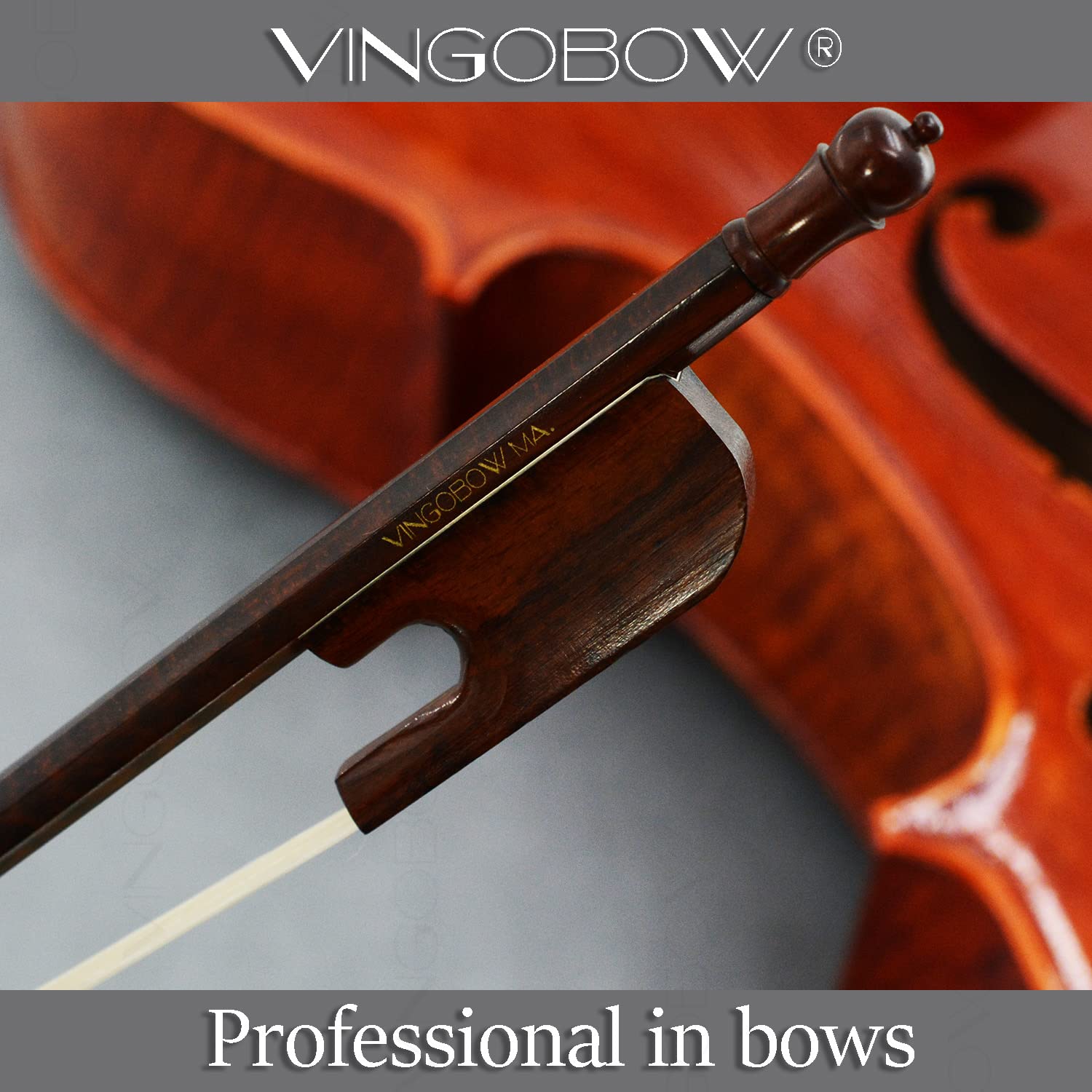 Archetto per violoncello in stile barocco in legno di serpente, 4/4, livello Master Level Premium Crine Art n. 610C