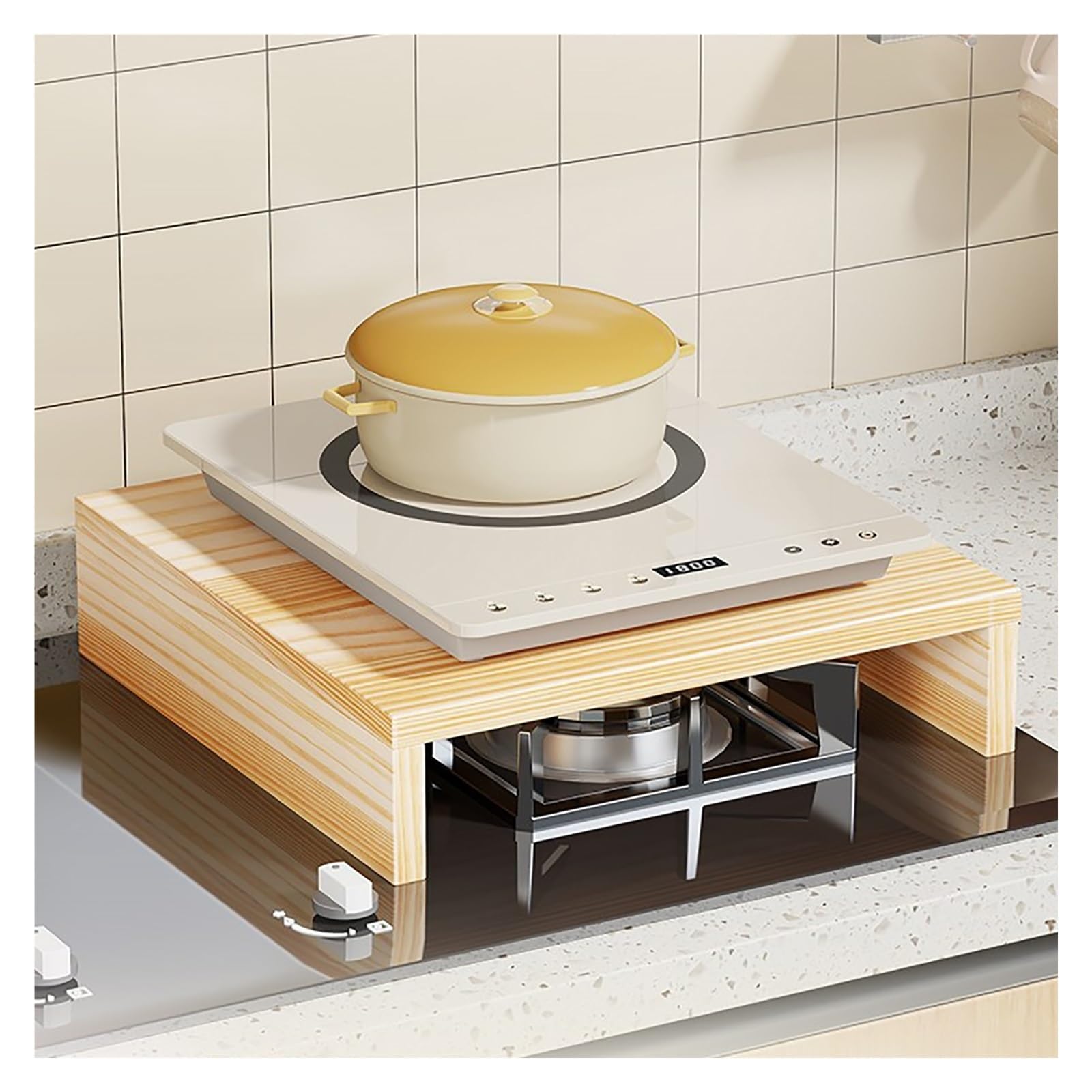 Pinewood, piastra di copertura per piano cottura a gas e griglia di stoccaggio per stufa elettrica, supporto per padella OpenStyle, per lavello RV (H 10 cm/3,9 pollici, 30 x 20 cm/11,8 x 7,9 pollici)
