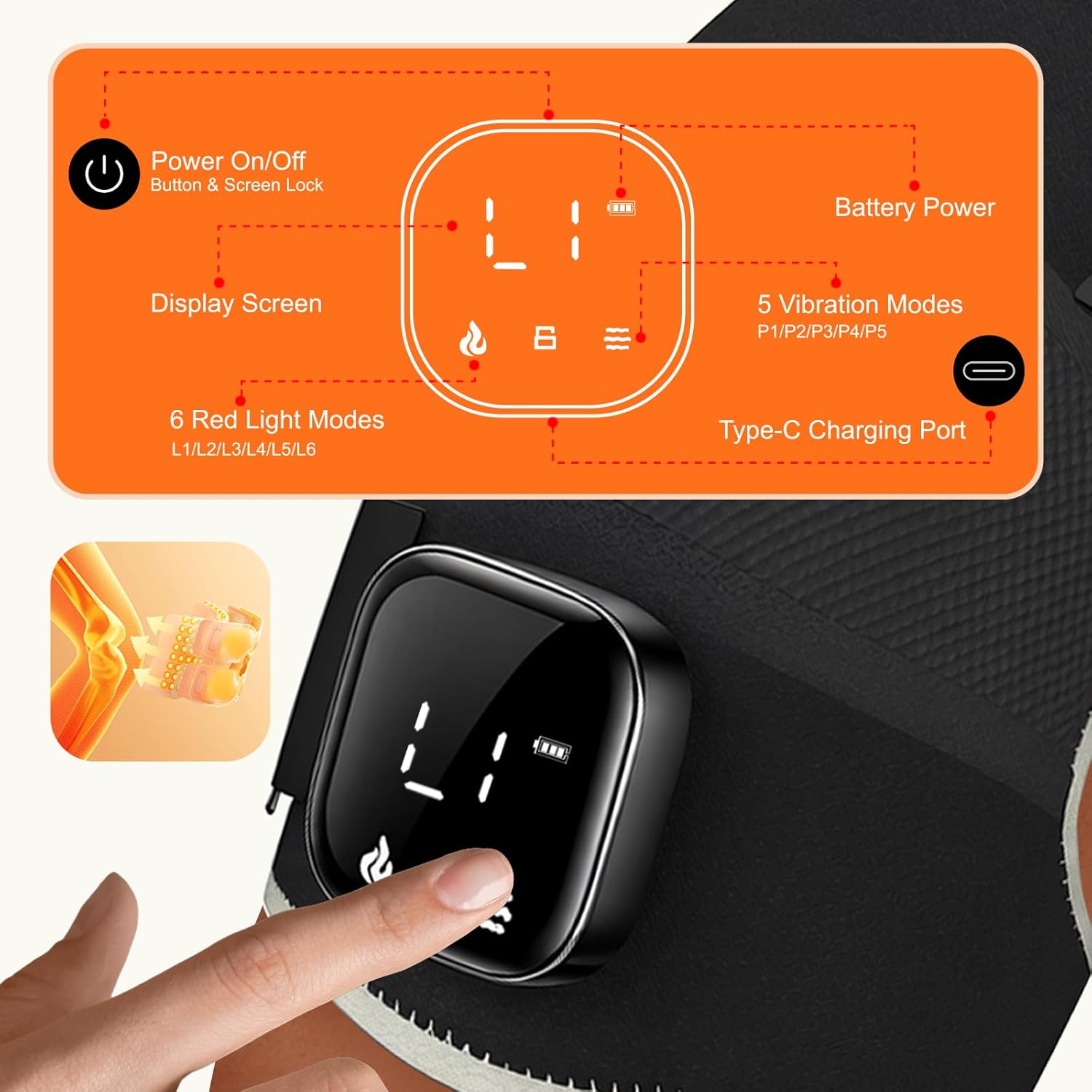 Red Light Therapy Knee Brace for Pain Relief, 96 Dual-Wavelength LEDs (660nm & 850nm) with 6 Heat & 5 Vibration Modes for Arthritis, Meniscus Tear, Post-Workout Recovery