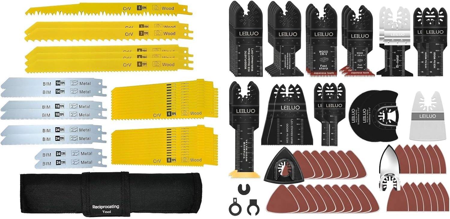 LEILUO 36PCS Reciprocating Saw Blades 116PCS Oscillating Tool Blades