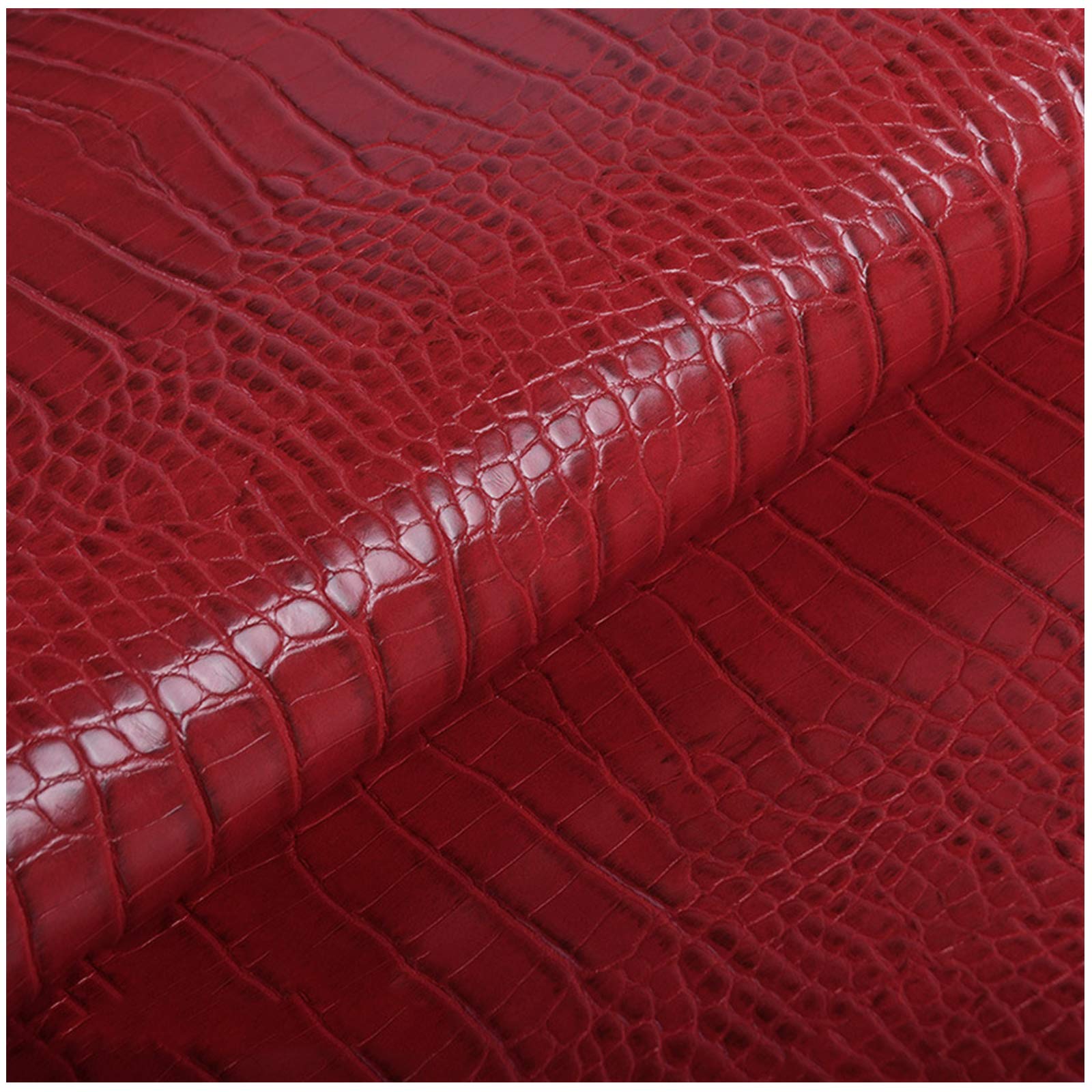 SAVAAL Faux leather Shiny Crocodile Pattern Fabric，1.0mm Thick Faux Leather Leatherette Fabric Premium Soft Feel Material Vinyl Cloth Upholstery Width 138cm，Per 1 Metre X 138cm(Color:K608-10)