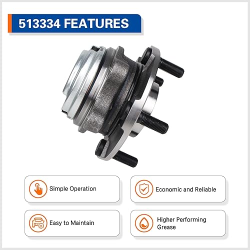 Miniatura 3 de PAROD 513334 Conjunto de rodamiento de cubo de rueda delantera RWD solo compatible con Nissan 370Z, Infiniti EX35, EX37, FX35, FX37, G25, G35, G37,