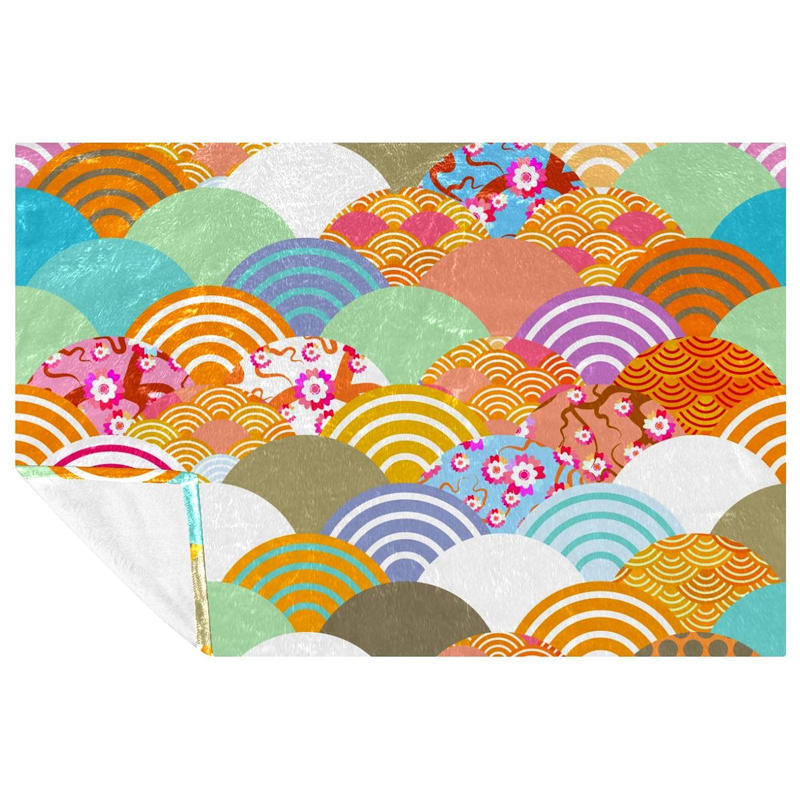Couverture vagues japonaises chaude et douce, plaid thermique 150x100cm