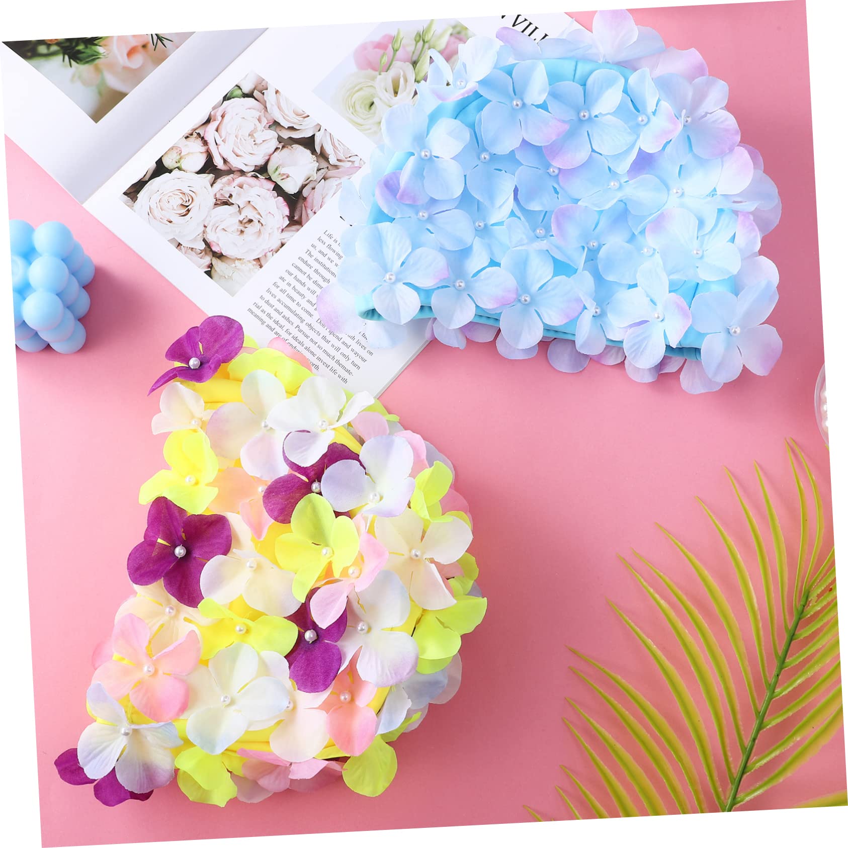 Didiseaon Cuffia da Bagno Donna con Fiori 3D in Nailon (2 Unitá, Design Retrò per Piscina e Spa)
