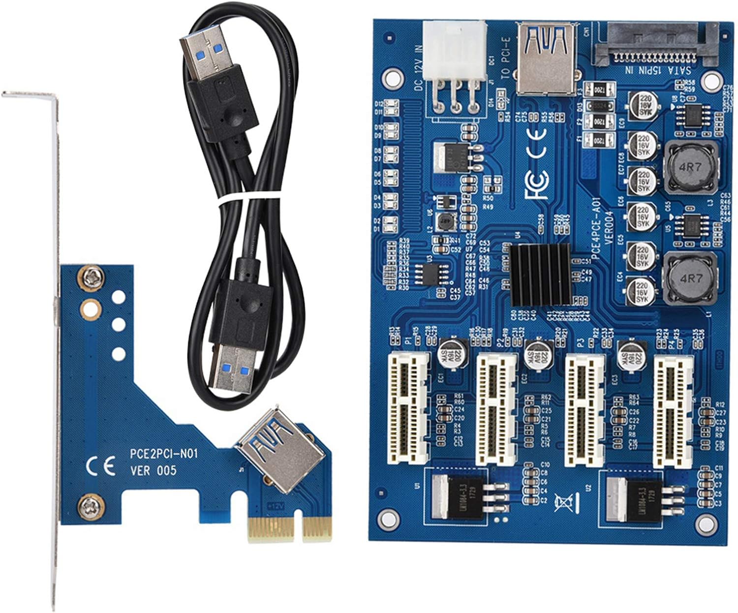 Fydun PCIe 1X to 4X USB 3.0 Expansion Adapter Card Kit Desktop PC - Compatible with, & OS - MultiPort PCIe Riser Card
