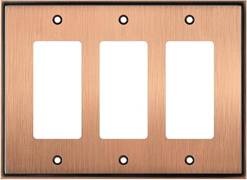 Placa decorativa de pared suave y moderna para interruptor (decorador triple, cobre antiguo)