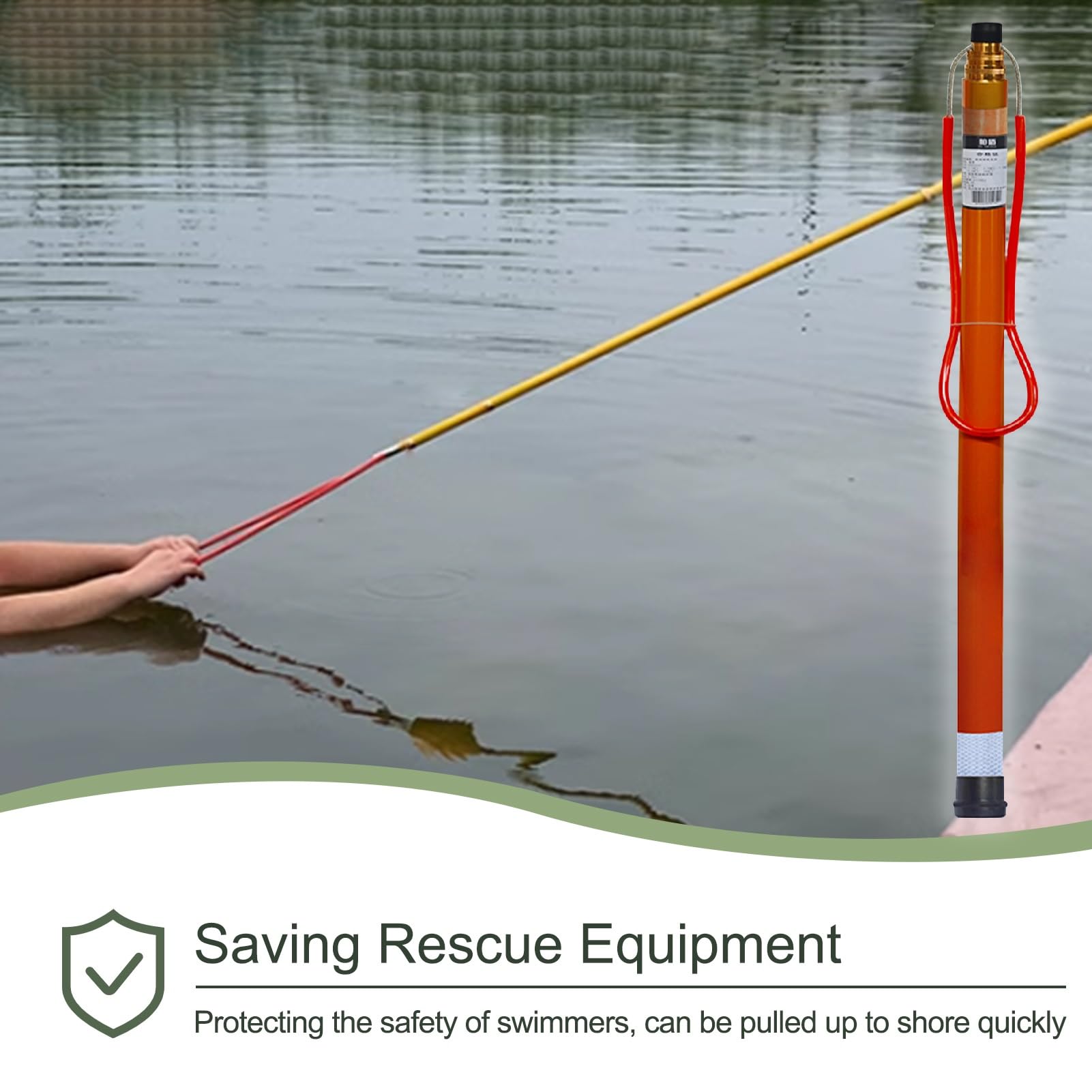 Palo salvavita da 14,7/18/21,3 piedi di lunghezza, gancio di sicurezza in fibra di vetro per spiaggia di sera/club di nuoto, gancio di sicurezza per piscina con riflesso notturno, pali telescopic