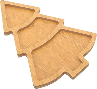 Kichvoe Wooden Tray Christmas Tree Shaped Charcuterie Board Appetizer Serving Plate Fruit Bowl Xmas Tree Sushi Plate A
