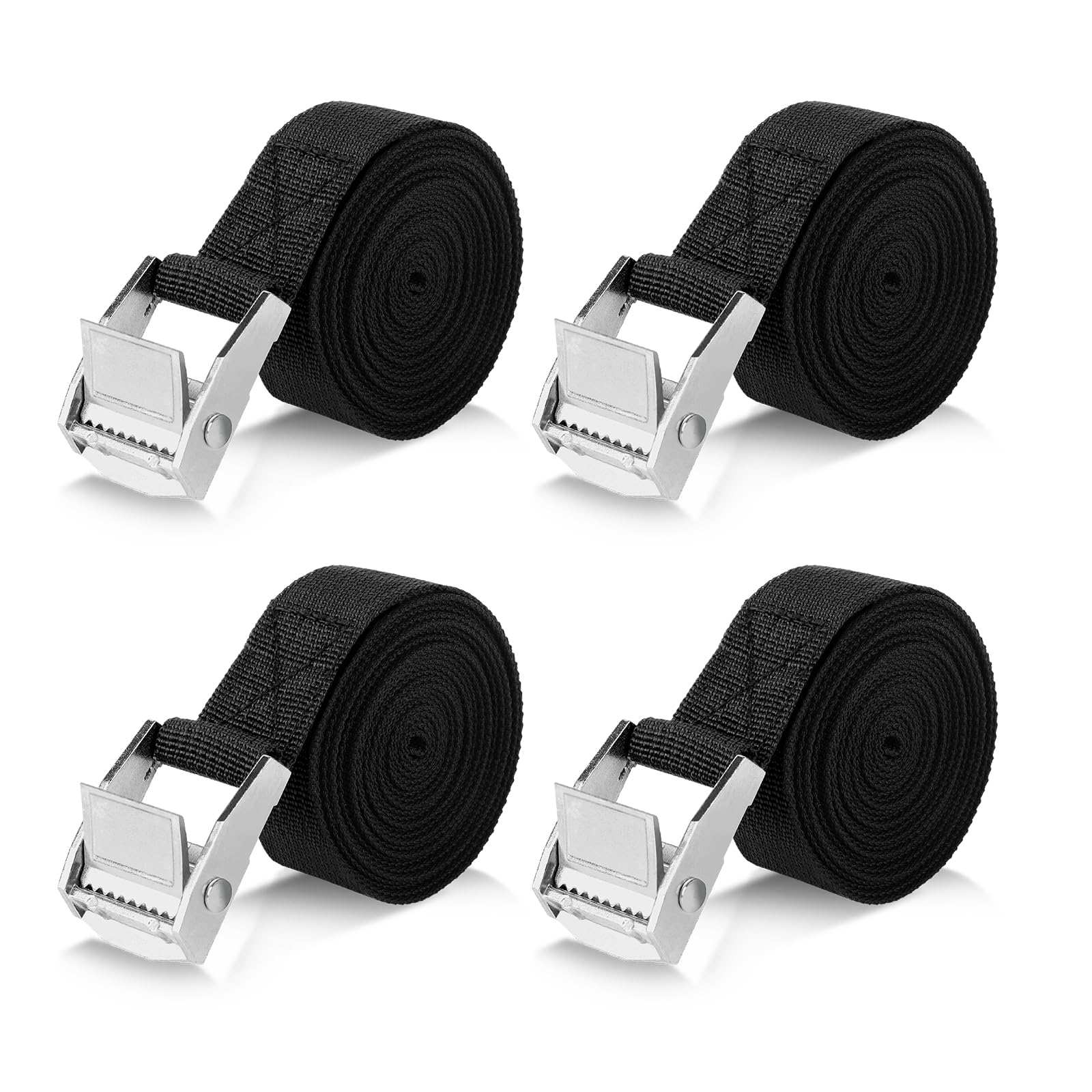 Romon Set of 4 Ratchet Straps with 25 mm Buckle, Load Safe Resistance up to 250 kg