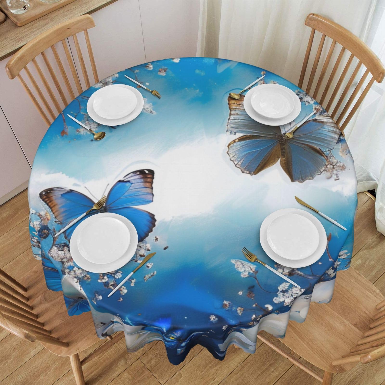 Nappe ronde anti-tache et imperméable pour repas sans stress