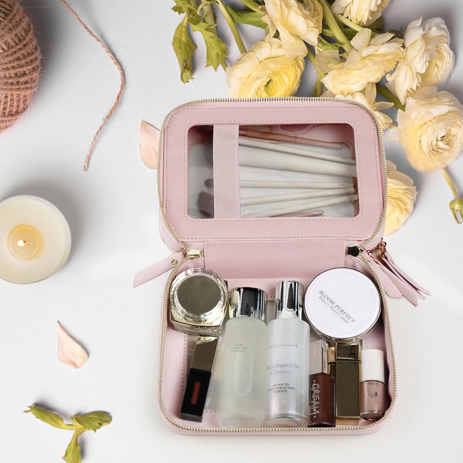Prite Neceser Transparente De Maquillaje para Viajes | Cuatro Tamaños, Resistente Al Agua, Homologado TSA, Transparente, Artículos Para Automoción, Piel Vegana, PVC Transparente