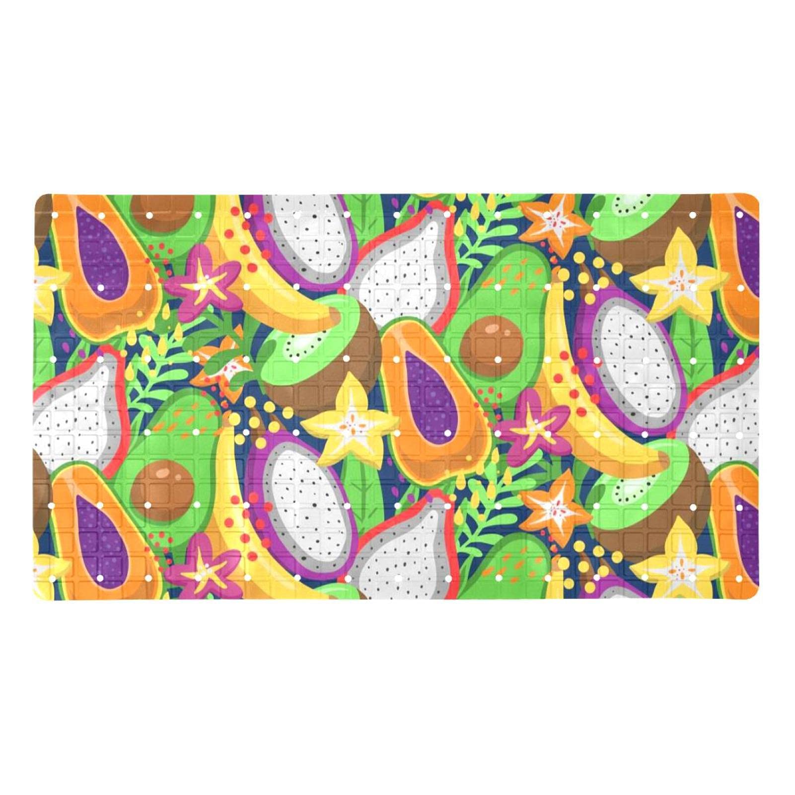 Tapis de bain antidérapant en PVC lavable 40x70 cm motif fleurs