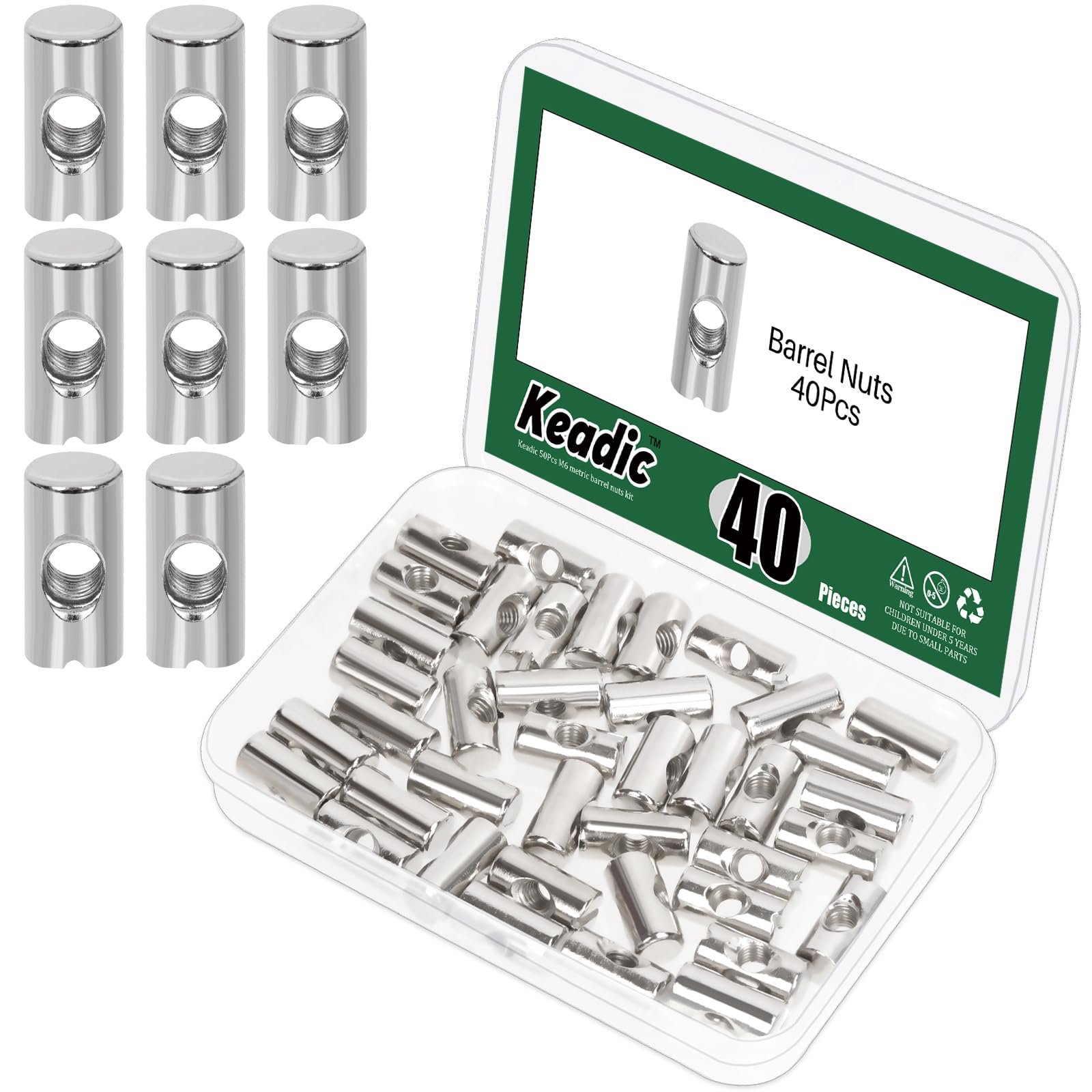Keadic 40Pcs Slotted Barrel Nuts