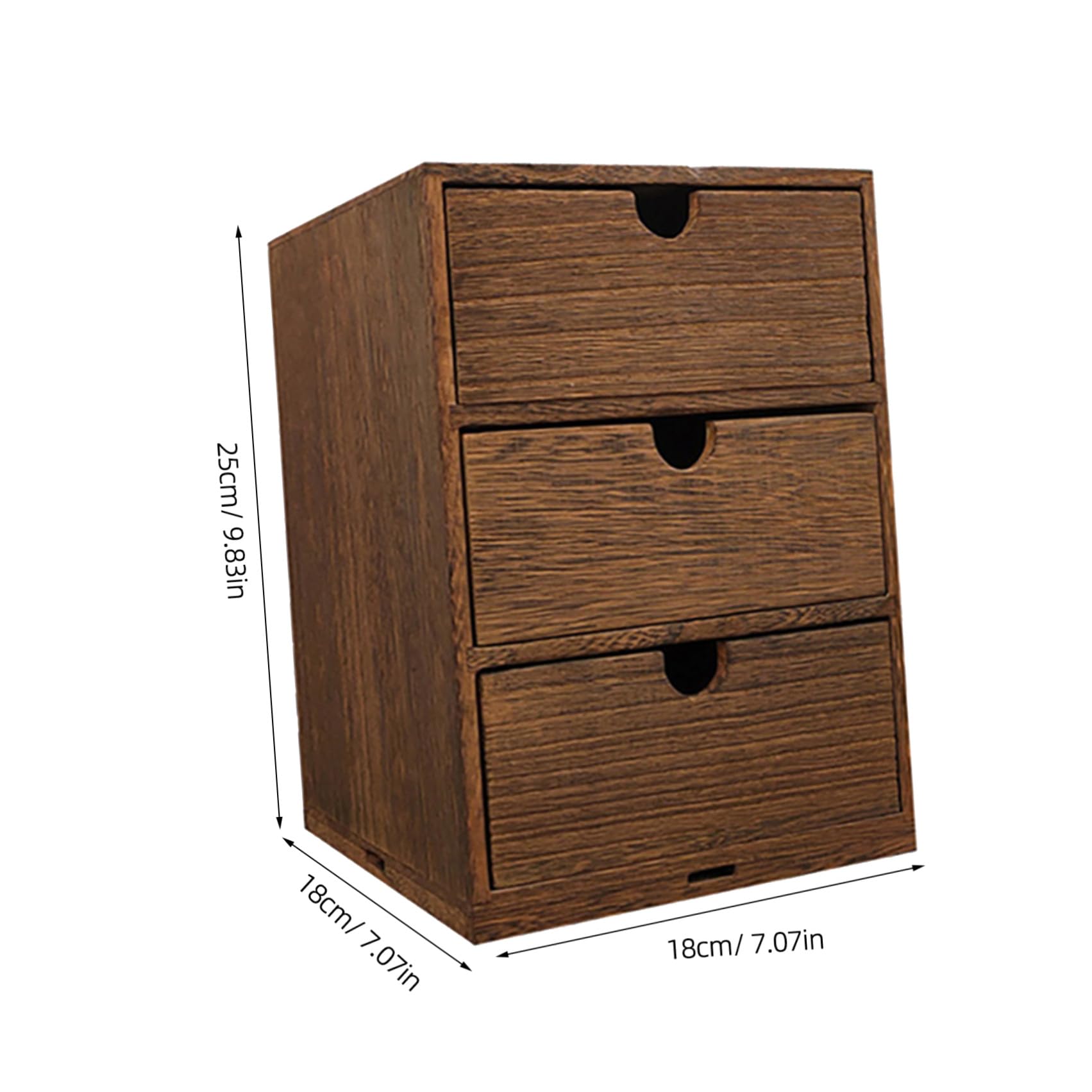 Mehrschichtige Holzkiste Aufbewahrungsbox mit 3 Schubladen Braun Großer Stauraum und Glatte Oberfläche für Tisch und Büroorganisation