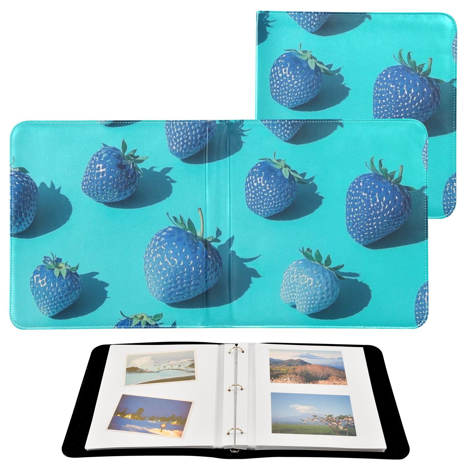 Photo Album 4x6, 5x7,6x8,Artificial Leather Photo Albums with 20 Detachable Sheets Strawberry Pattern for Family Kids,Multi 19