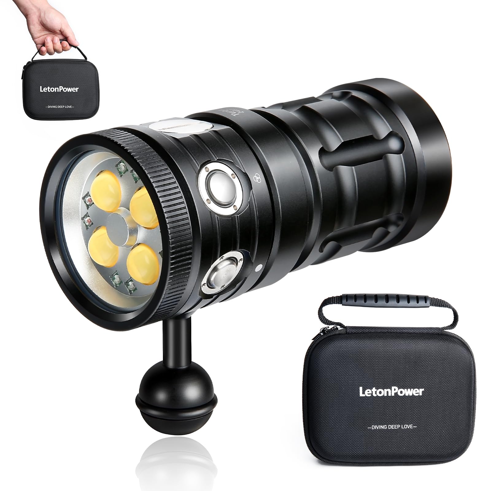 Turbo SX Unterwasser Videoleuchte 11000 Lumen - Tauchlampe 120° Weitwinkel, CRI 95, 5500K, USB-C aufladbar, wasserdicht bis 100m für Unterwasserfotografie & -videografie
