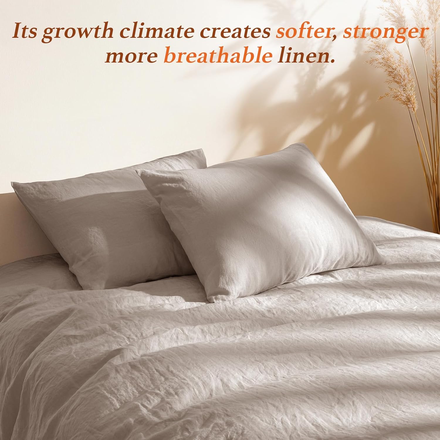 100% Pure Linen Duvet Cover Set King Size 3 Pcs Natural Linen Bedding Zipper Closure Breathable Soft Comforter Cover Sets, Cozy for All Season (King, Linen)