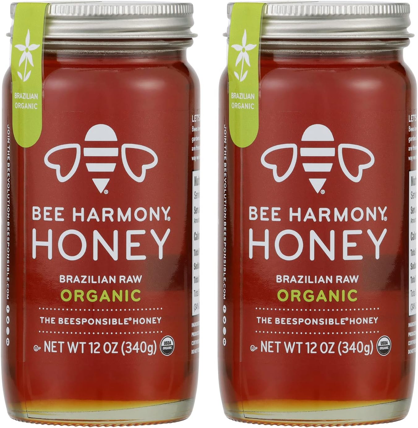 Bee Harmony Raw Honey, Organic Brazilian, 12 Ounce