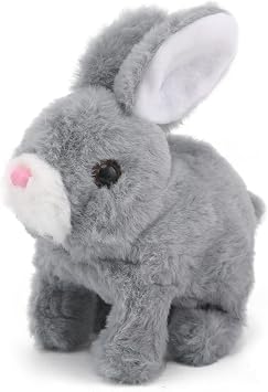 Hopping Walking Bunby Realistic Bunny Toy Rabbit Toy with Sounds, Wiggling Ears, Twitching Mouth and Nose, Educational Interactive Bunny Bunbi for Baby