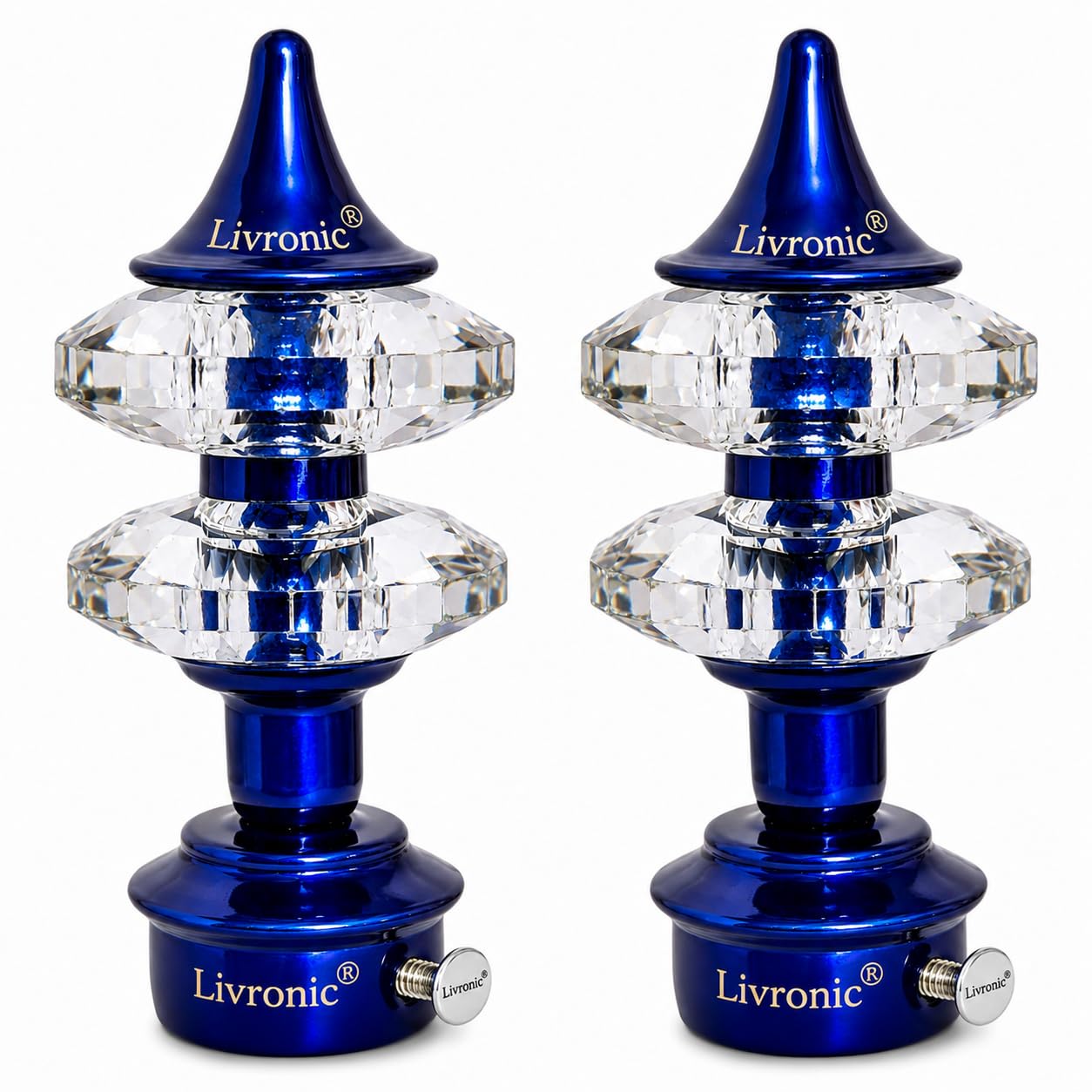 Livronic® Double Crystal Curtain Rod Bracket (1 Pair), Decorative Diamond Curtain Pole End Caps Bracket,1 Inch Curtain Rods Bracket, Home, Bedroom, Living Room & Office Décor (Blue)-image-16