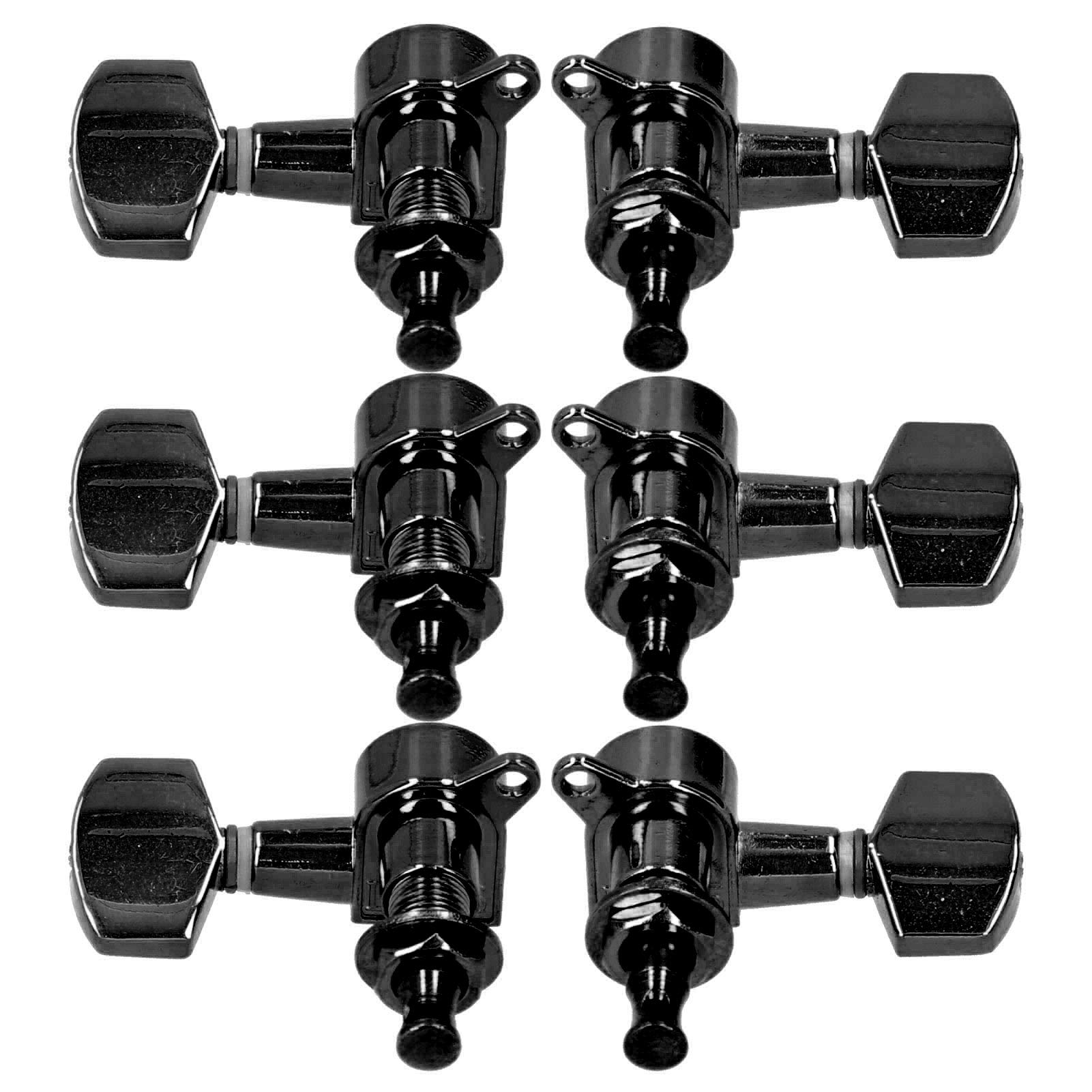 BOSTOM.F3L3R Guitar Tuning Pegs, 6 Pieces Guitar Parts Guitar Machine Heads Knobs, Guitar Replacement Buttons Knobs, Acoustic Guitar Tuner Guitar Pegs(Black)