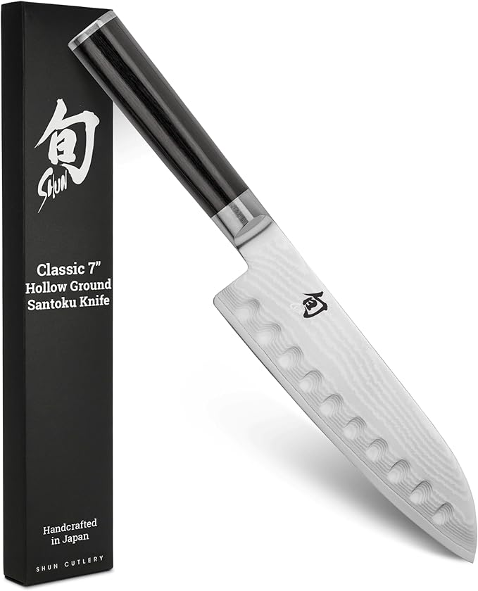 Shun Classic 7" Hollow Ground Santoku Knife, Handcrafted Japanese Cutting