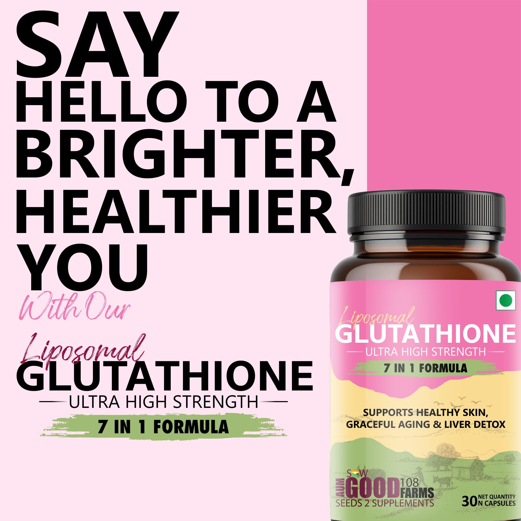 ASG 108 FARMS Liposomal Glutathione Capsules With Milk Thistle | Antioxidant Supplement for Skin Glow & Radiance Support | Liver Detox Formula | For Men & Women | (30 Count) — Amazon image 3