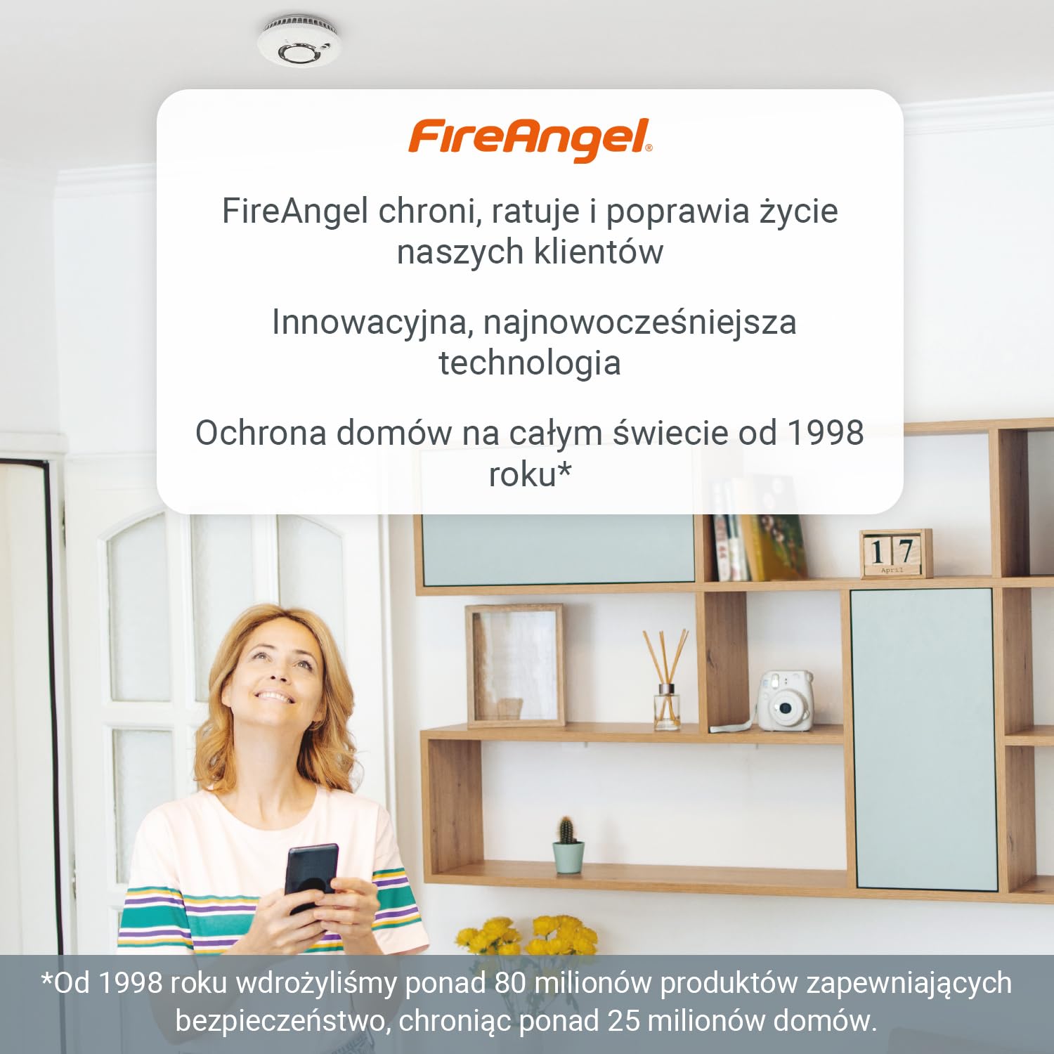 Fire Angel Czujnik Ciepła z Wymienną Baterią na 5 Lat – Detektor Ciepła FA6215-INT – Zamiennik dla Czujników HT-630, Biały