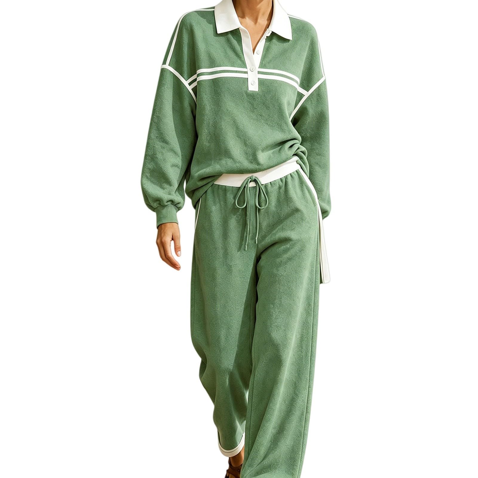 Tuta Leggera Donna 2 Pezzi Completi Palestra Manica Lunga Scollo a V Completo Sportiva Tuta Da Ginnastica Elegante Set Top E Pantaloni a Gamba Larga Tute Per Jogging Yoga Fitness Autunnale Invernale