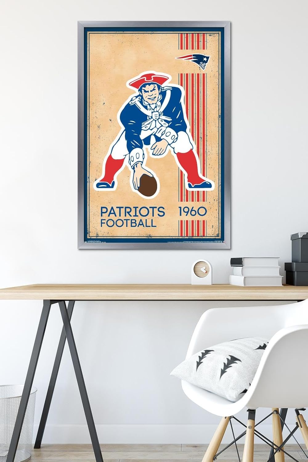 Trends International NFL New England Patriots - Retro Logo 14 Wall Poster, 22.375" x 34", Silver Framed Version