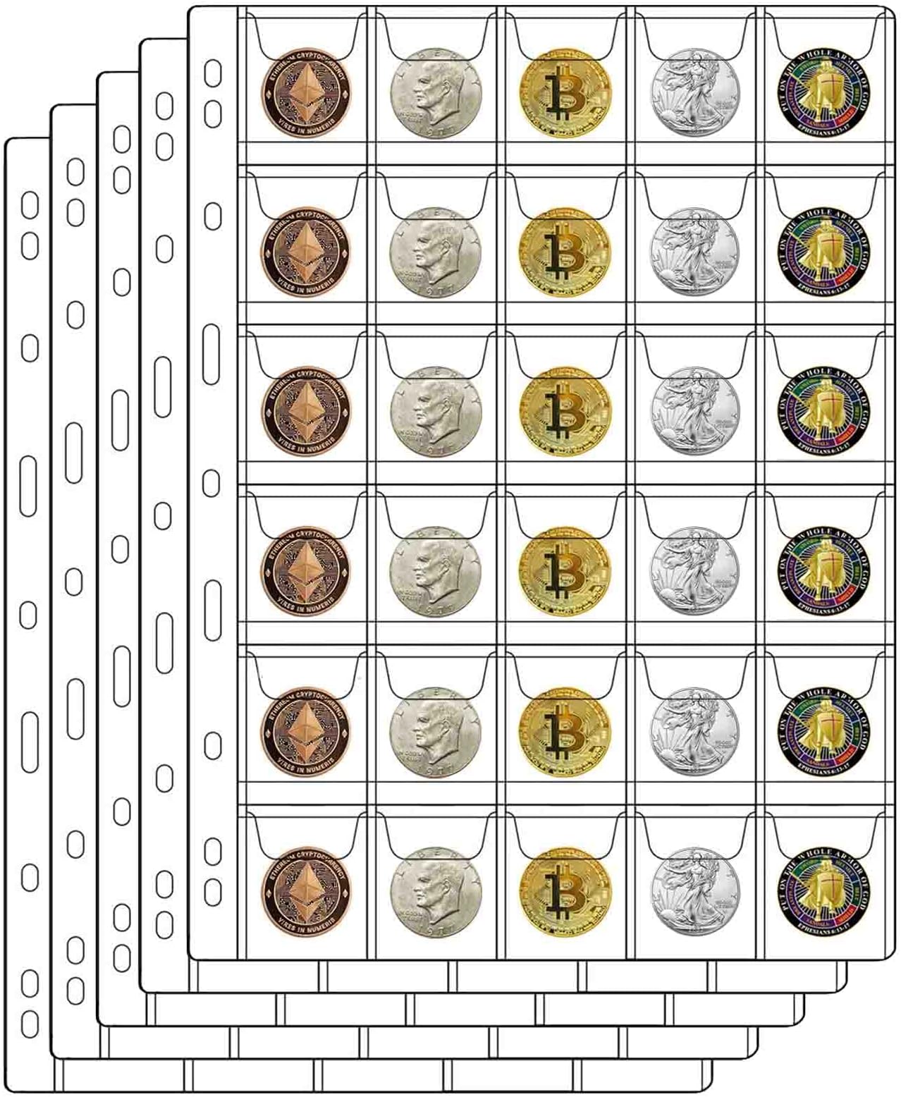 150 Pockets Coin Pages for Collectors, Coin Collection Page fit Most Binder