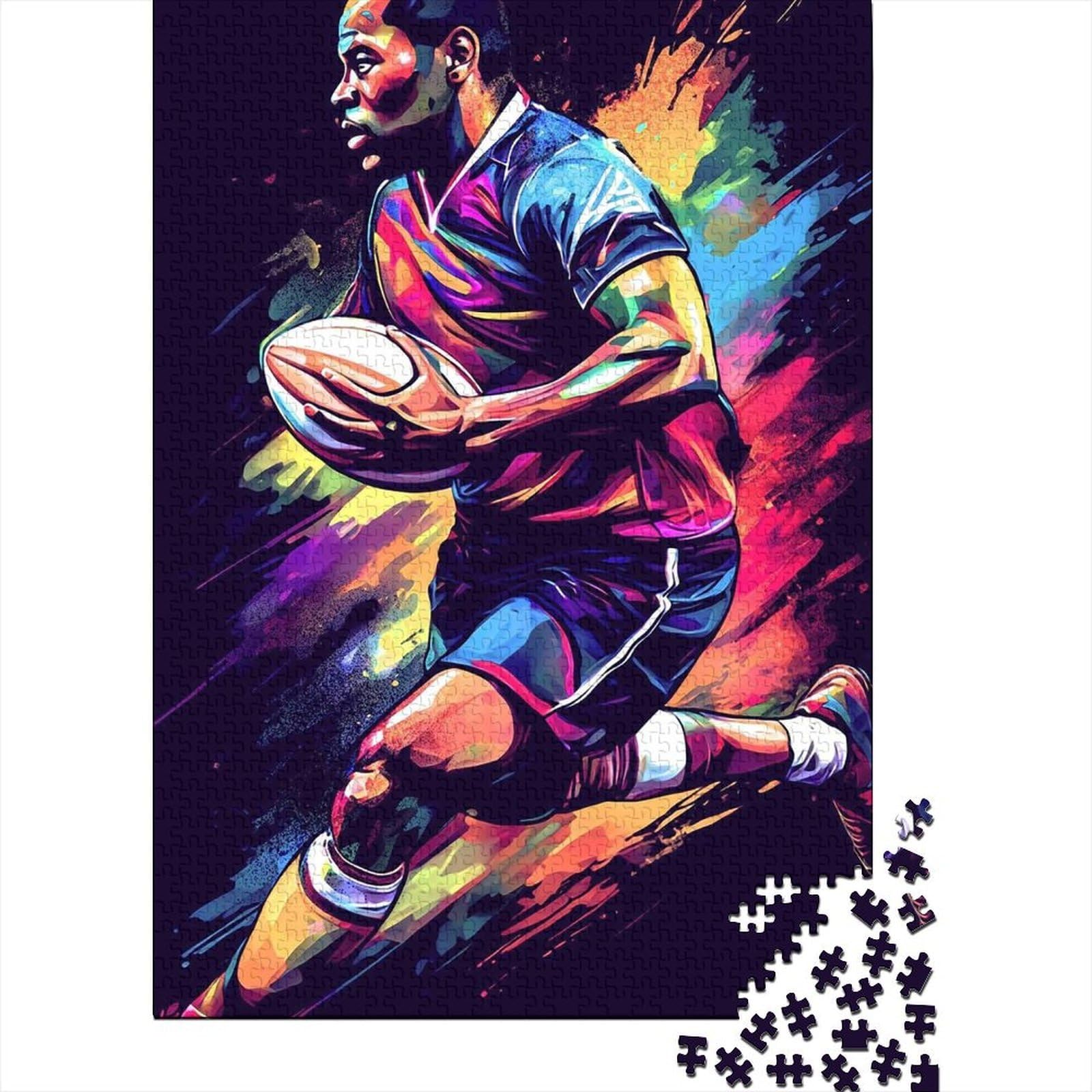 Rugby Player 1000 Piece Jigsaw Puzzle Cardboard for Adults Artistic Style Challenging Brain Teaser Wall Art Decor