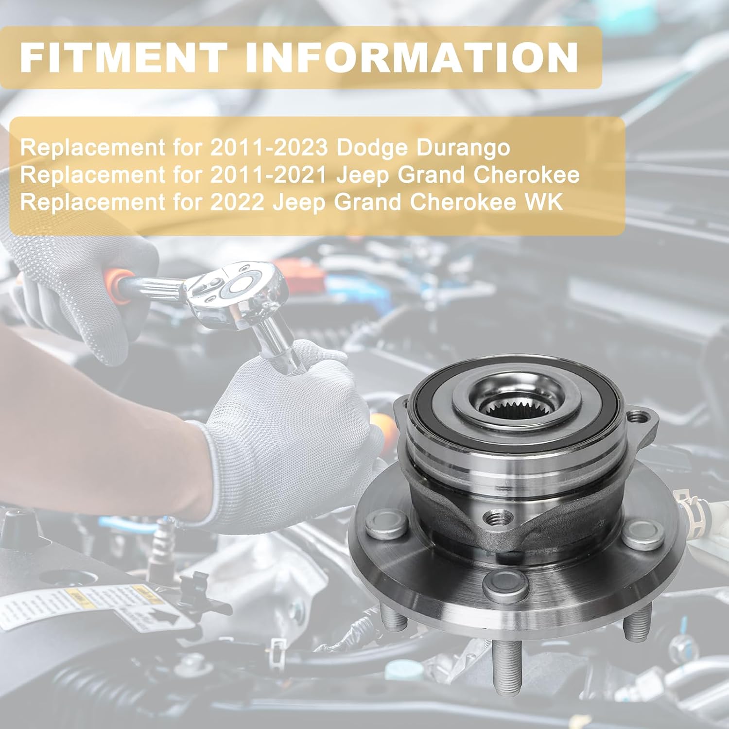 513324 Pair 2 Front Wheel Bearing and Hub Assembly for 2011-2024 Dodge Durango, 2011-2022 Jeep Grand Cherokee WK